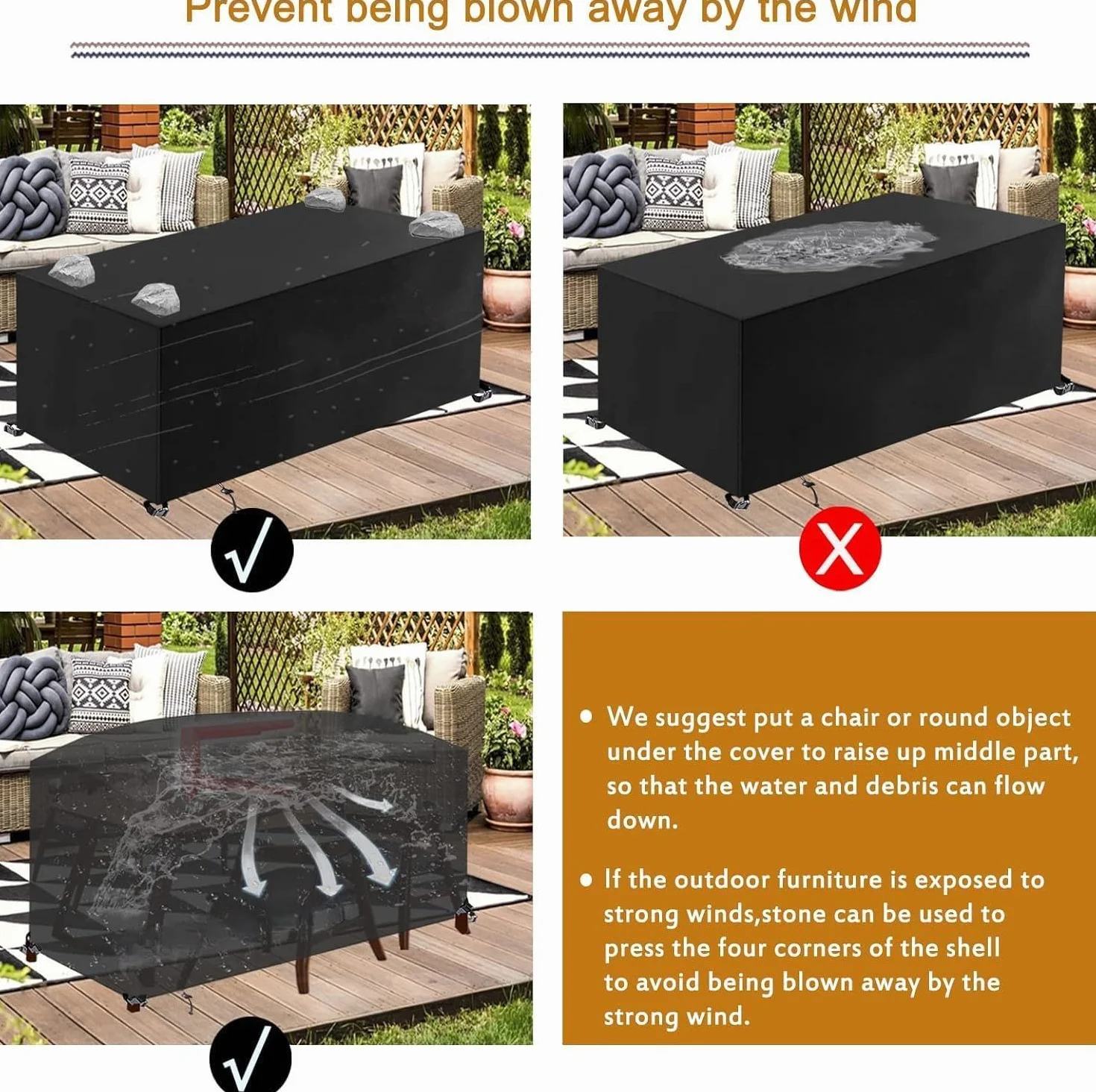 Housse Salon de Jardin Imperméable 420D Tissu Oxford pour Patio Table Chaises Extérieure 240x136x88cm Noir
