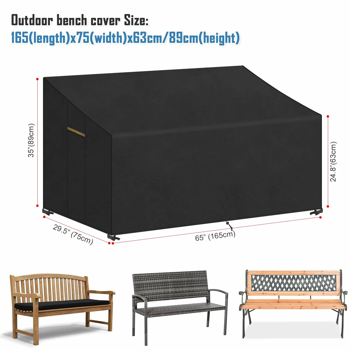 VANSHEIM Housse de Protection pour Banc 3 Places Extérieur Jardin