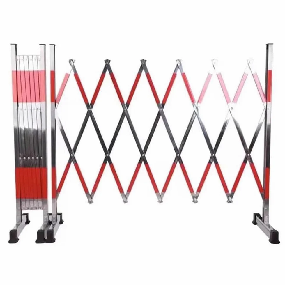 Barrière de sécurité, barrière extensible en acier inoxydable - Barrière de circulation portable, portail de sécurité pliable pour travaux routiers, signalisation et isolement, barrière argentée mob