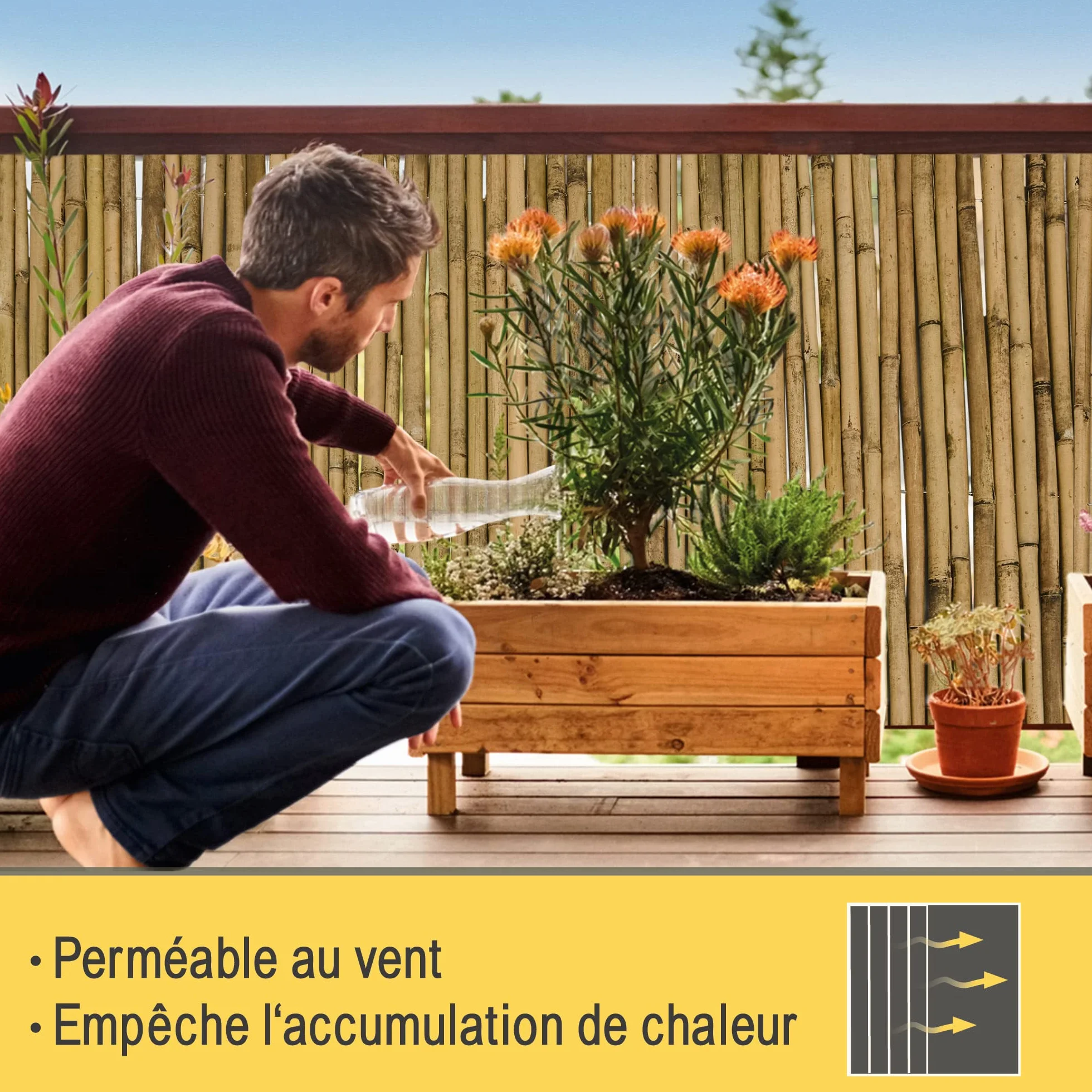 Sol Vision B38 180x250 cm FSC Brise Vue Balcon Jardin Pare Soleil Naturel Robuste
