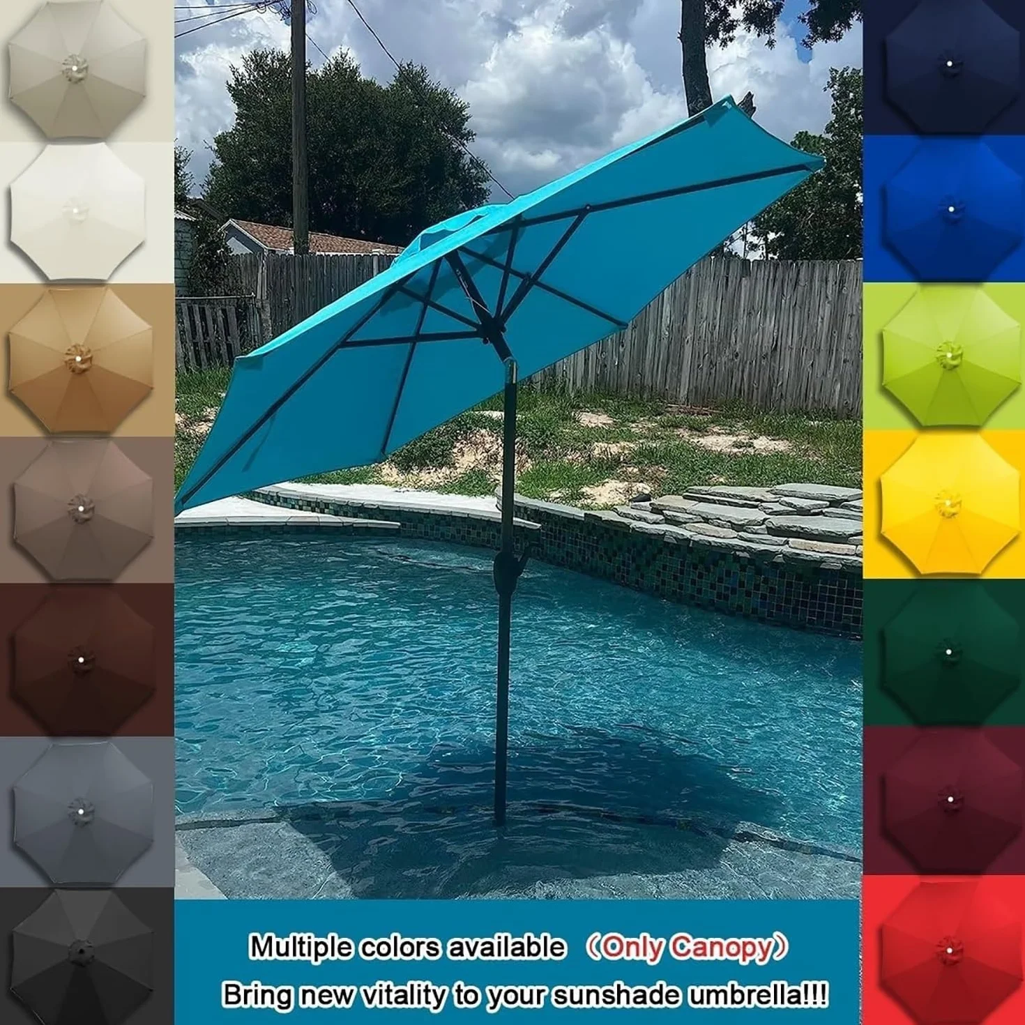 Auvent de Remplacement pour Parasol de Terrasse 2.7M 6 Baleines Toile Déporté Housse de Rechange Dark Gray