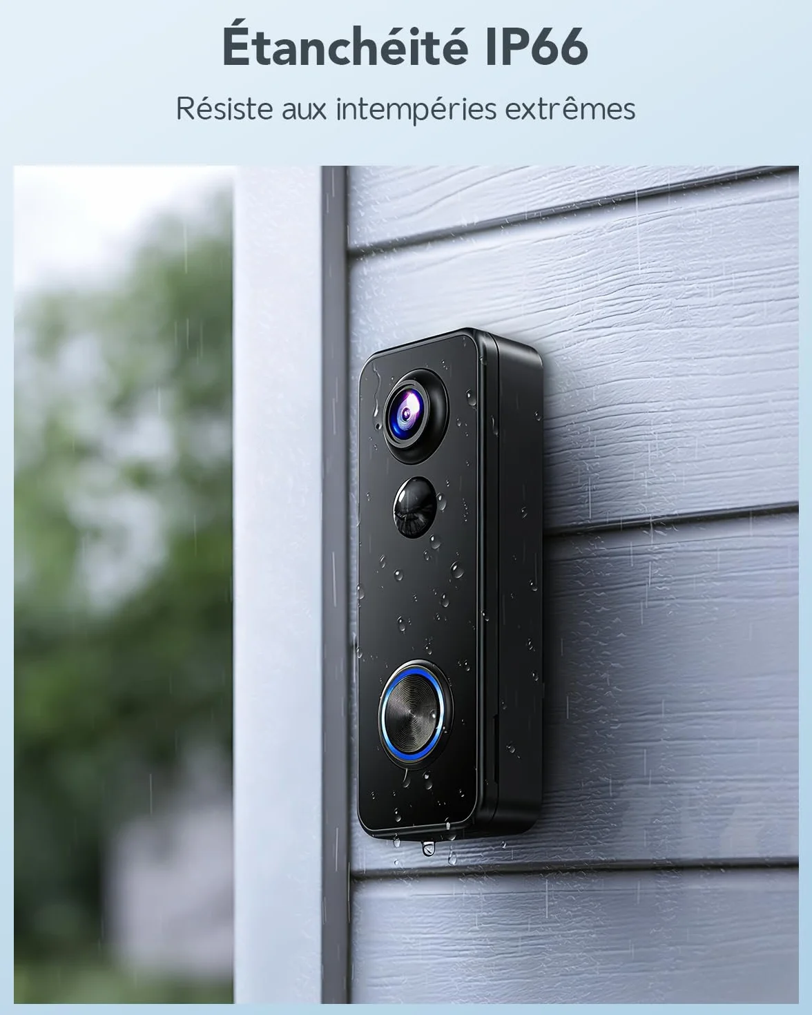 XTU 2K HD Sonnette sans Fil Exterieur Etanche, Sonnette sans Fil avec Camera Vue Complète 180°, Détection Humaine PIR, Audio Bidirectionnel, Uniquement 2,4G WiFi, Stockage Carte SD