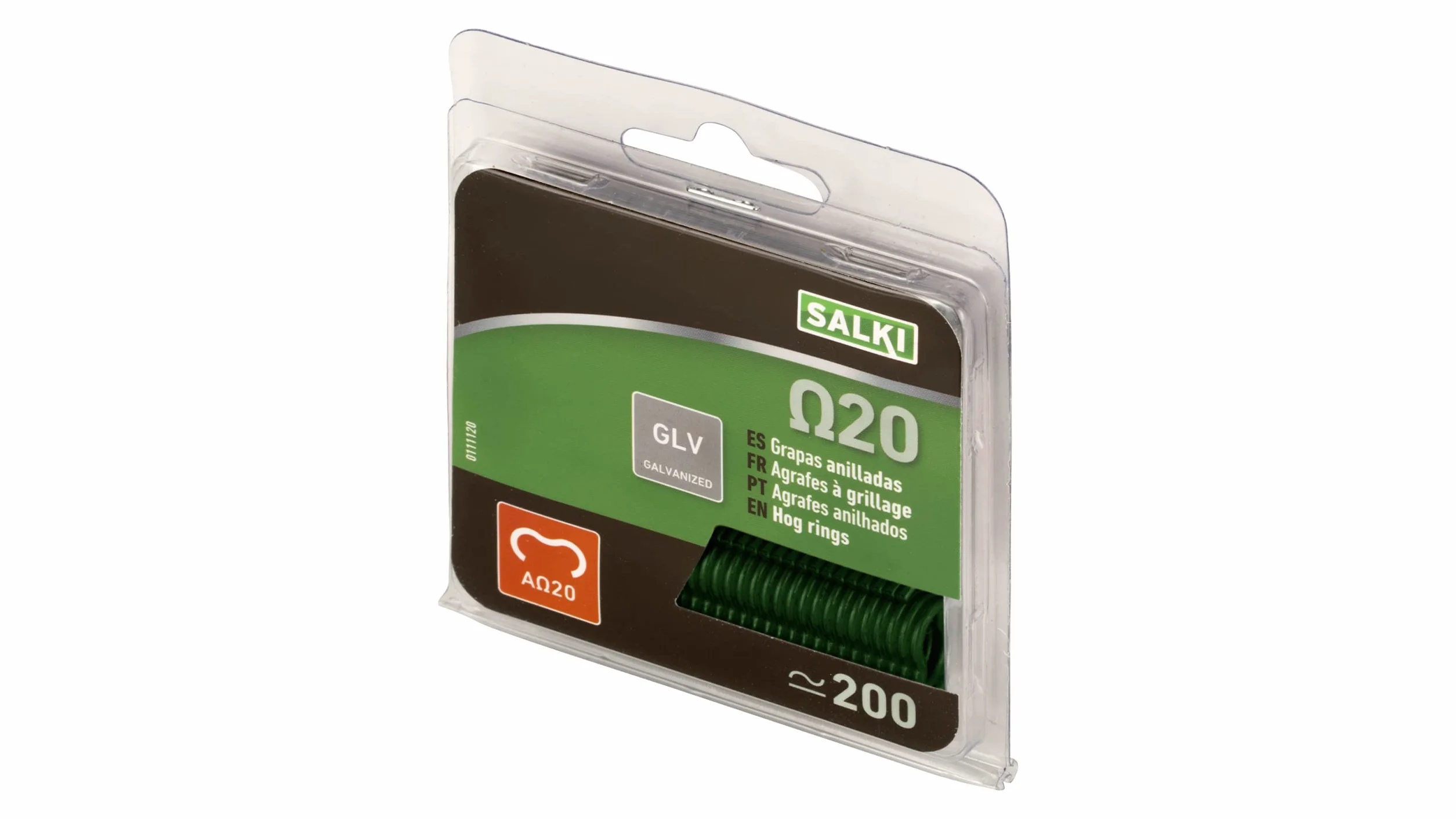 SALKI | Agrafes de Grillage Ω20 | Pack de 200 Agrafes Annelées Vertes | Diamètre de 2mm