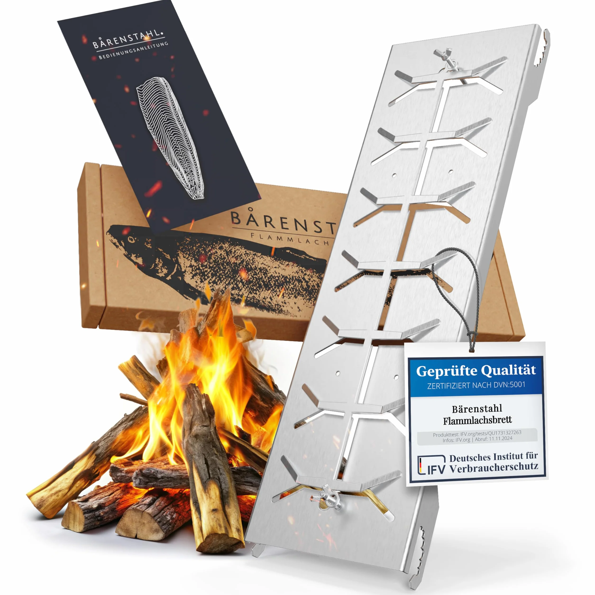 Planches à saumon flambant en acier inoxydable avec support