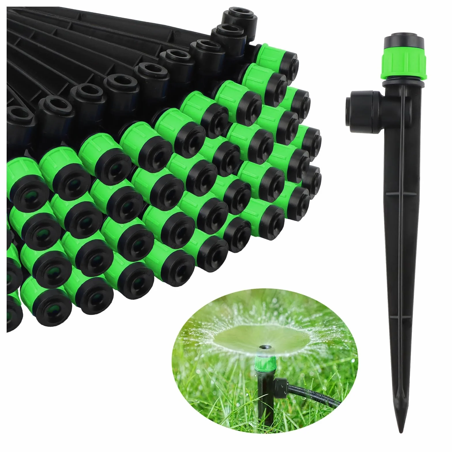 Émetteurs Goutte à Goutte Réglables Irrigation Goutte à Goutte Micro-débit 360 Degrés pour Tube 4mm/7mm Vortex-100P Vert