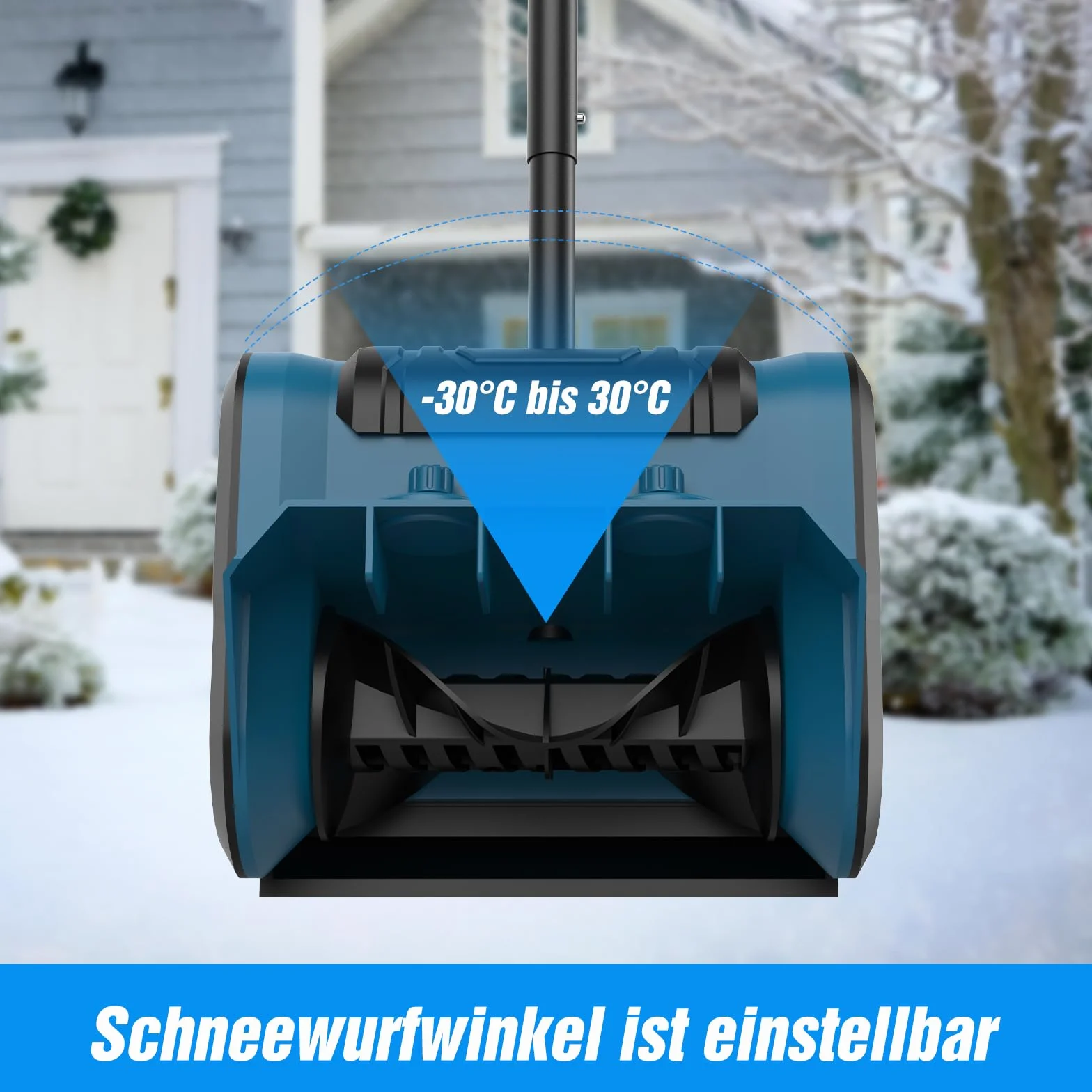 Fraise à neige sans fil 40 cm, 2 batteries 3000 mAh, tête rotative 45°, portée 10 m