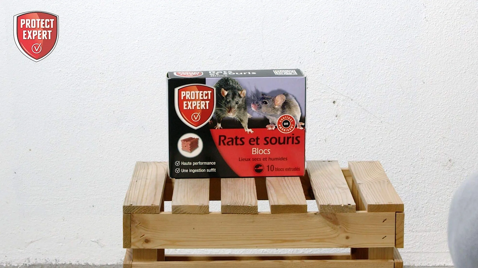 PROTECT EXPERT Anti Rats & Souris 10 Blocs extrudés Fluorescent 300g Prêt à l'emploi