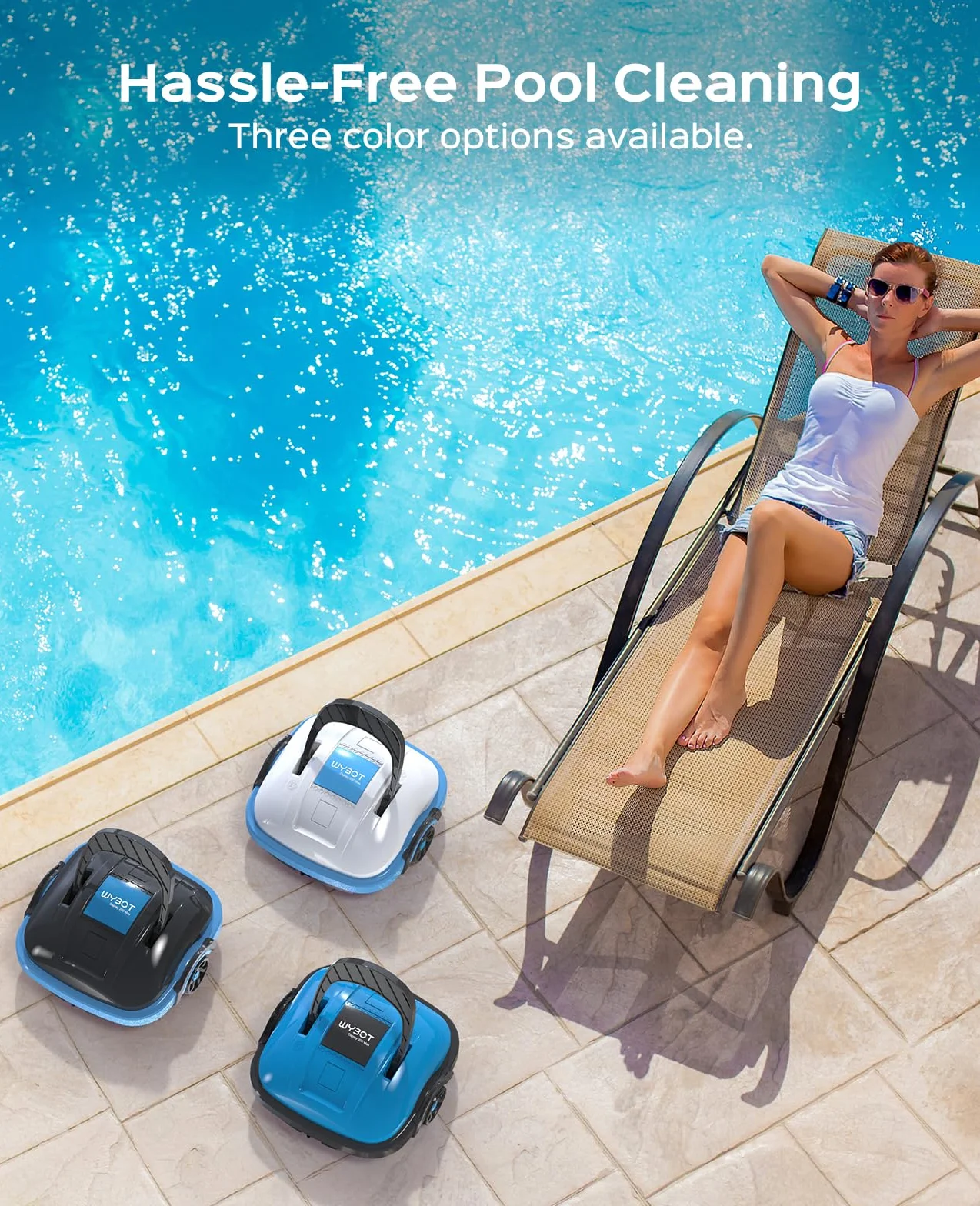 WYBOT Osprey 200 Robot Piscine sans Fil, Aspirateur Automatique Moteurs Doubles, Filtration 180 µm, pour Piscines Hors Sol 50m² Noir