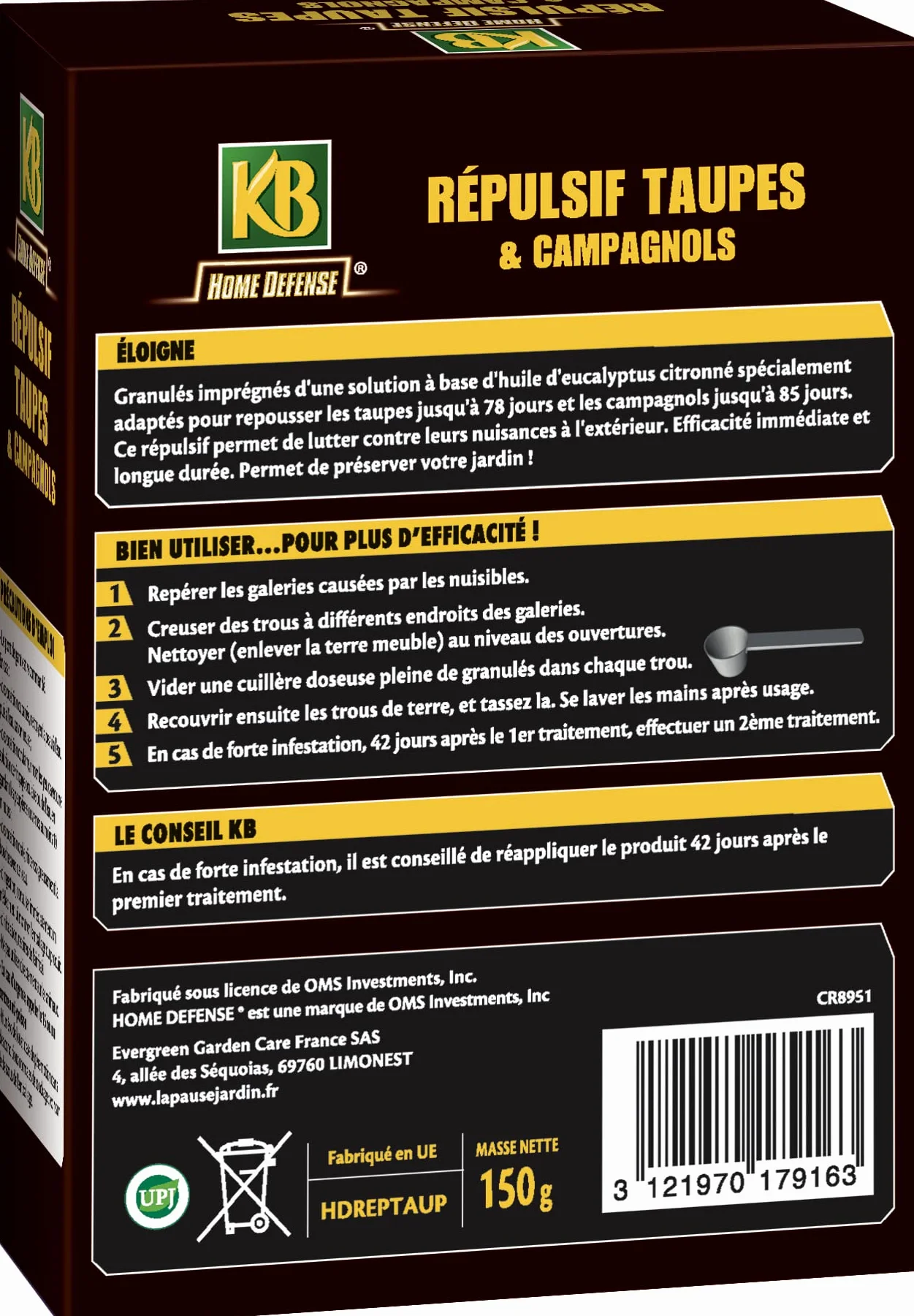 Répulsif Anti-Taupes et Campagnols Granulés 150 g Action Longue Durée