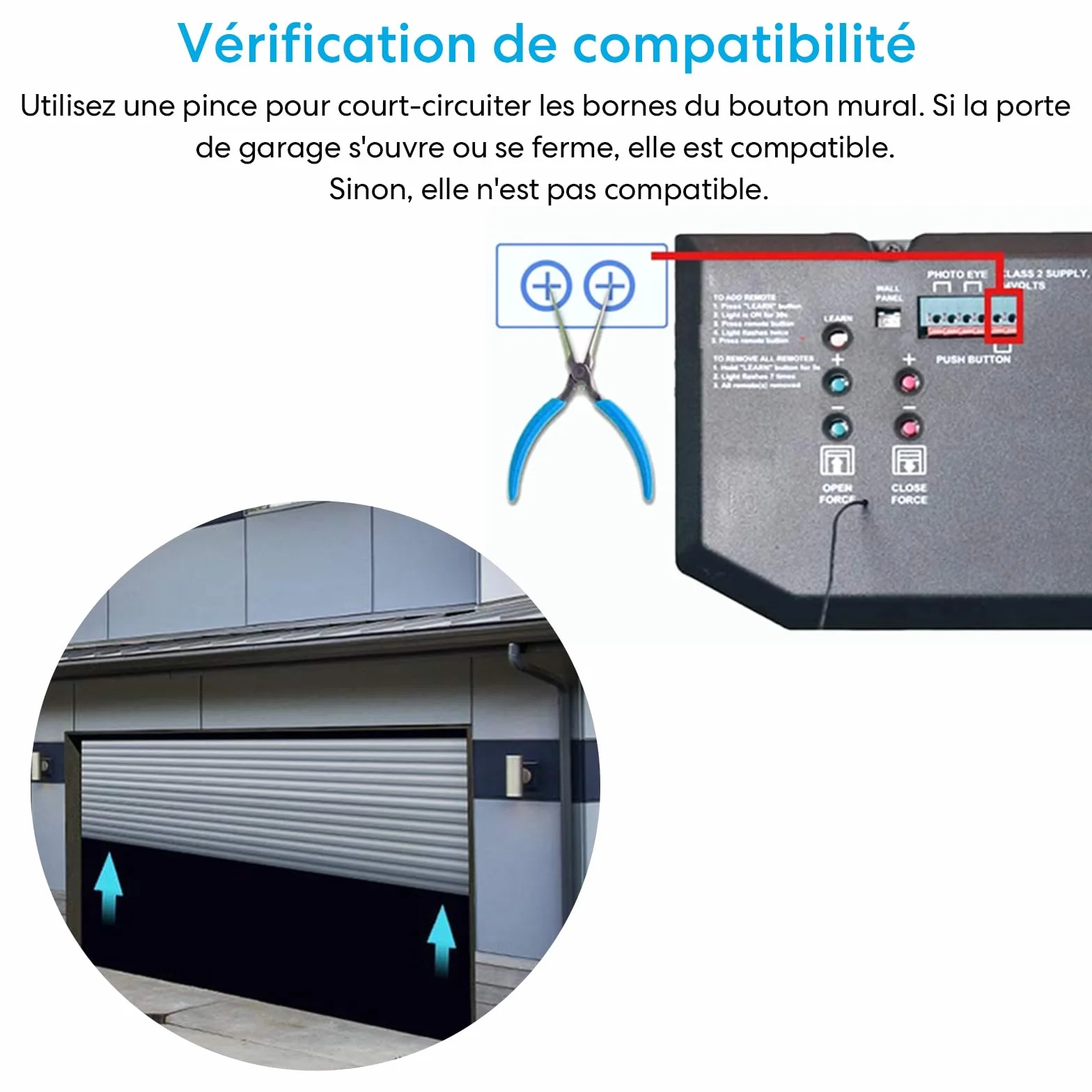 Ouvre-Porte de Garage Connecté WiFi, Capteur sans Fil, Interrupteur de Porte Intelligent, Compatible avec Google Home Alexa, Kits Smart Module pour Portail Coulissant
