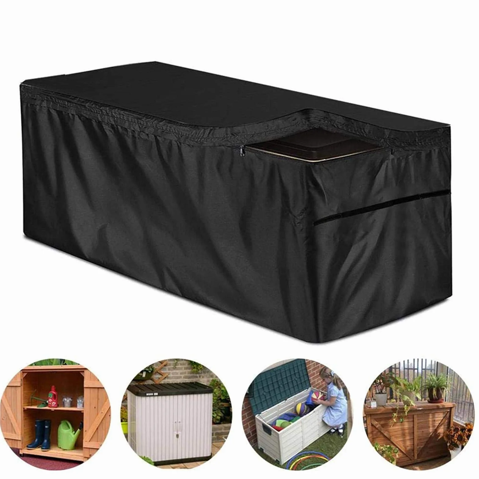 Housse de protection étanche pour coffre à coussins de jardin Oxford 210D avec cordon de serrage