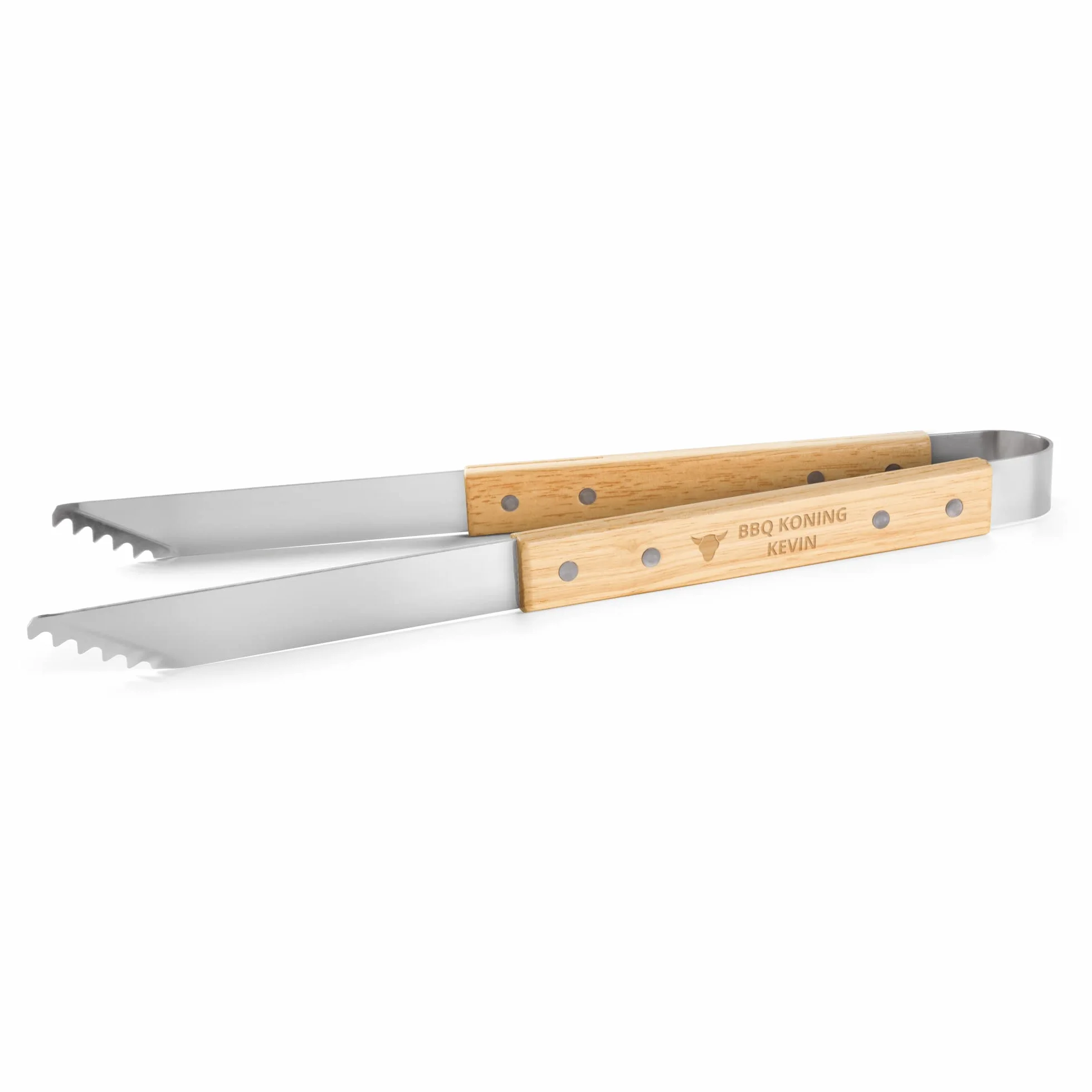 Pince à Barbecue personnalisée en Acier Inoxydable avec Manche en Bois Gravé