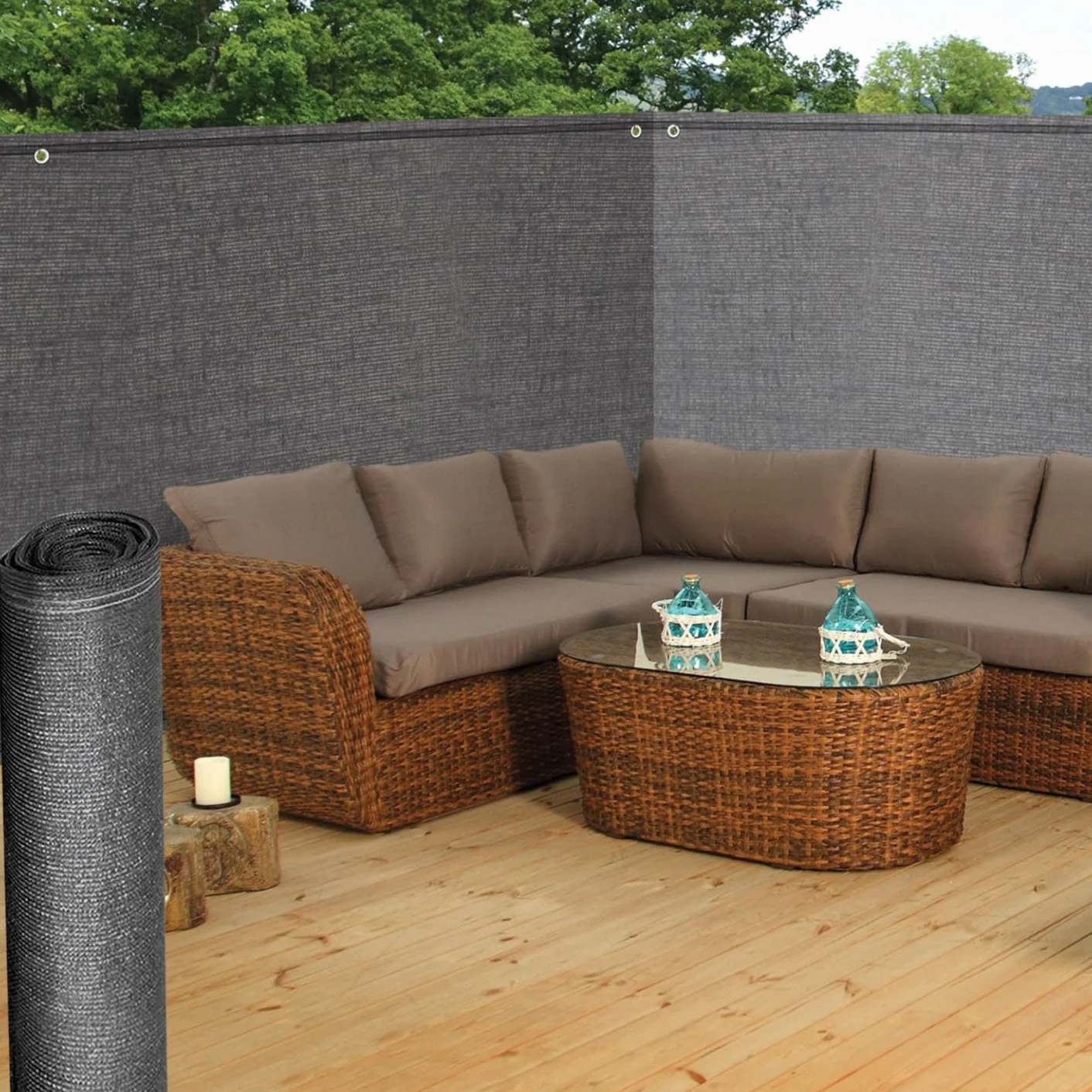 Brise Vue renforcé 1,2 x 10 M Gris 220 GR/m² Luxe Pro