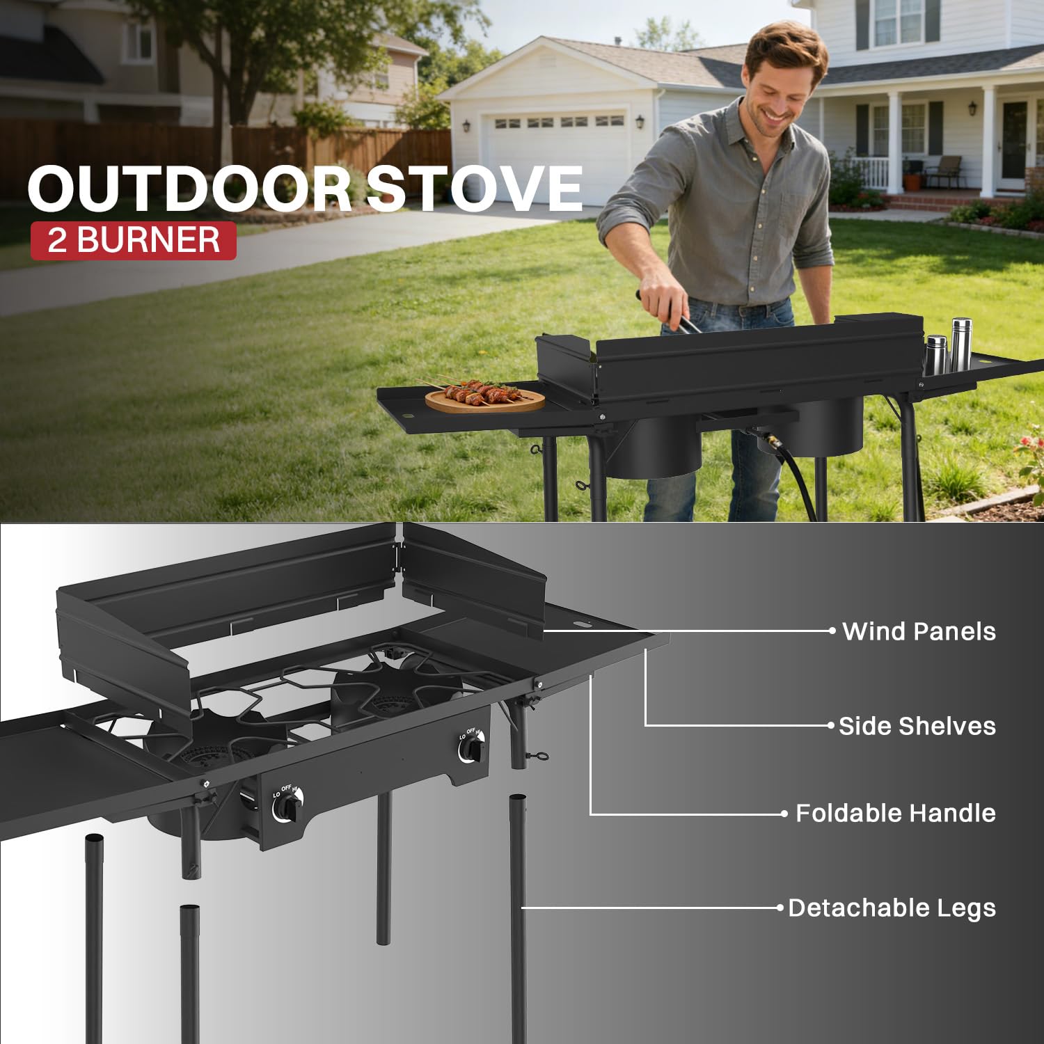 High-Output Two-Burner Propane Outdoor Stove