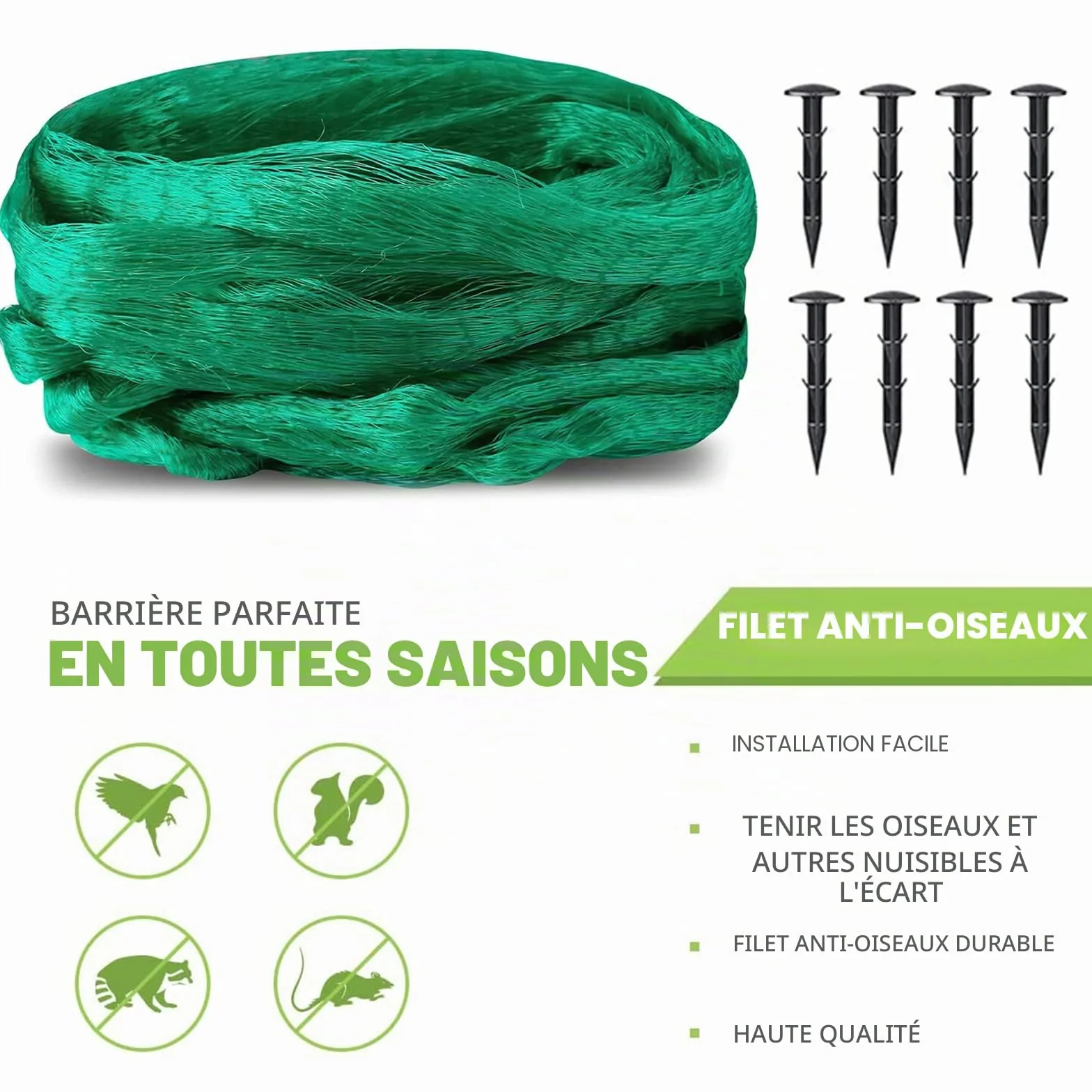 Filet Anti Oiseaux 4M x 12M Filet de Protection Jardin Plantes Fruits Fleurs