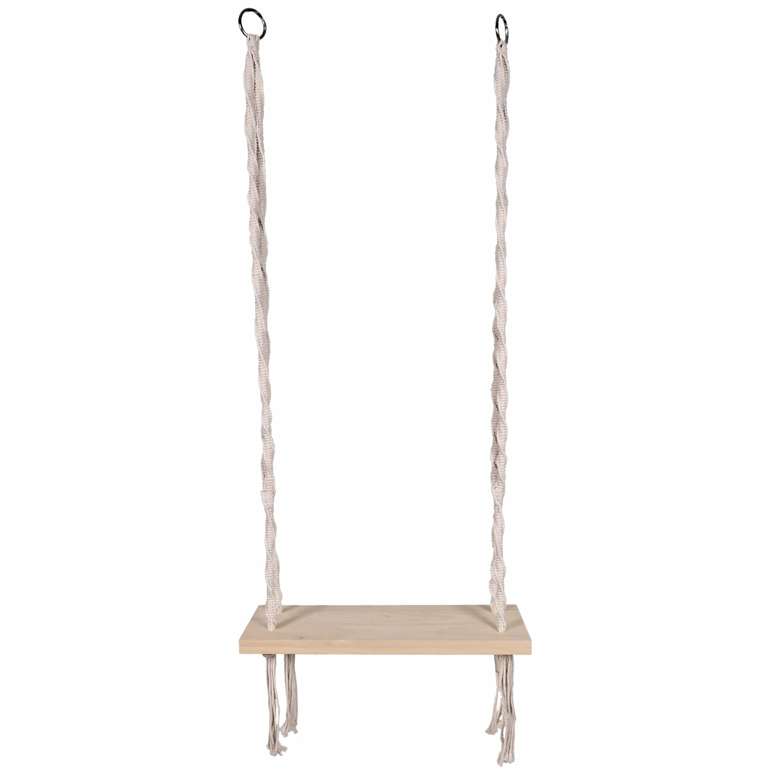 Balancoire Macramé Bois M6 Fauteuil Suspendu Exterieur 60x150x20 cm Blanc