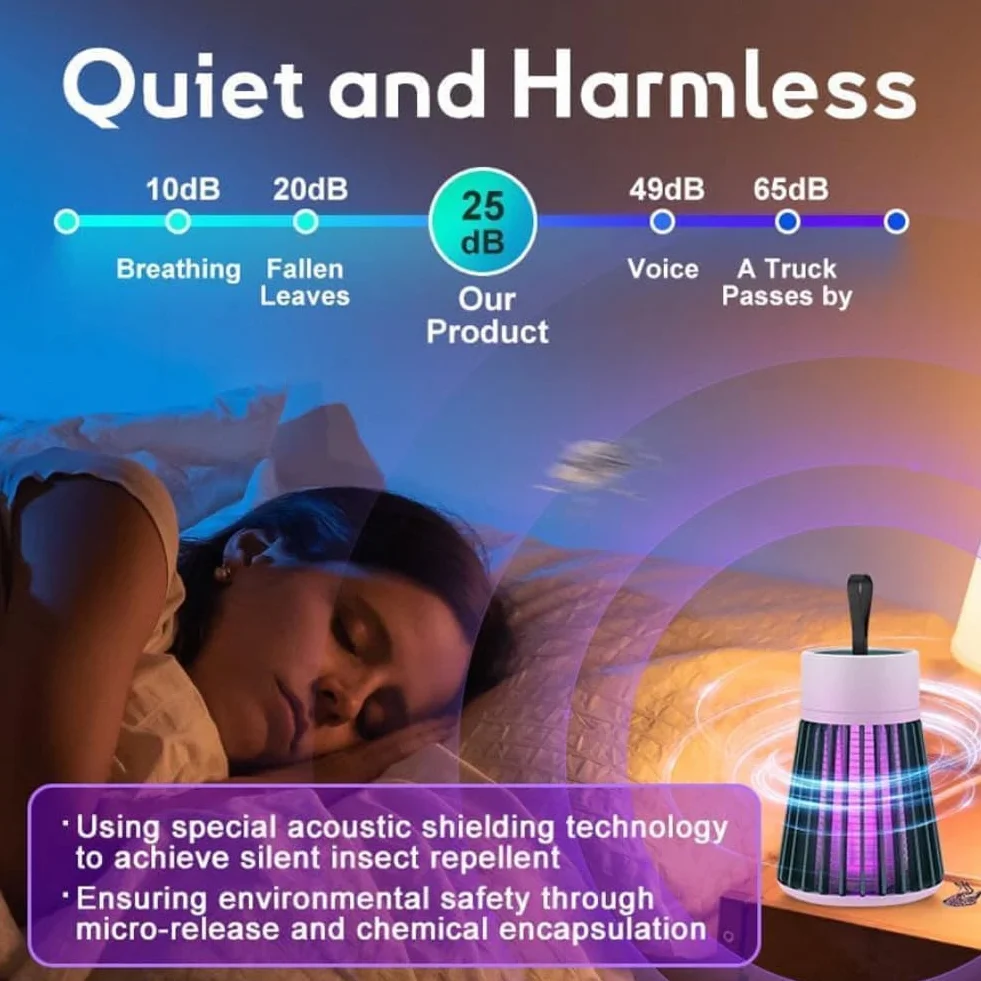 Lampe Anti Moustique Électrique Portable Rechargeable USB Imperméable Intérieur Extérieur Gris