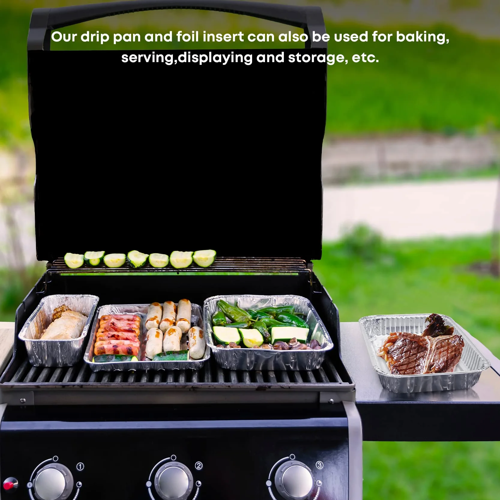 onlyfire Barquette Aluminium Jetable 27x30x3,2cm pour Barbecue Weber Q200 Q300 Série