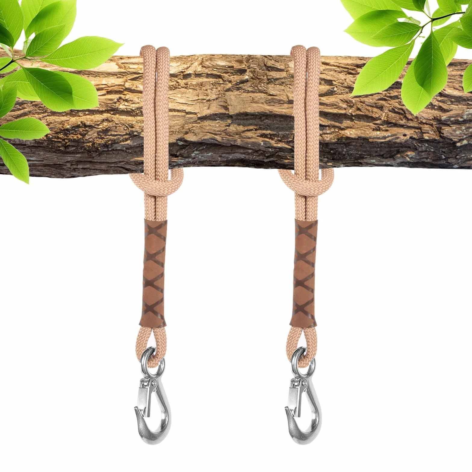 Balançoire Fixation Arbre 2 Pièces 60cm Corde Suspension Hamac Réglable Sangle Chaise avec Mousqueton Kit