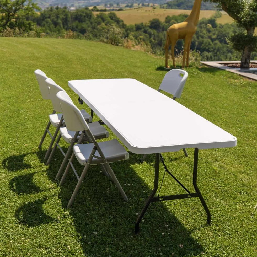Oxeo Table Pliante Jardin Multifonction 244cm 10 Places Camping Pique-Nique