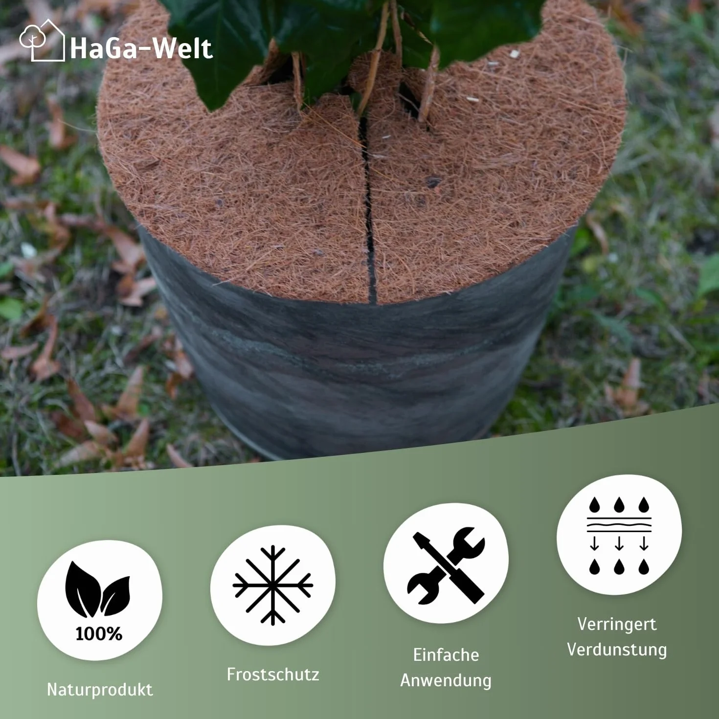HaGa Lot de disques en Coco 2 x L Ø 45 cm + 2 x XL Ø 60 cm Protection hivernale pour Plantes en Pot