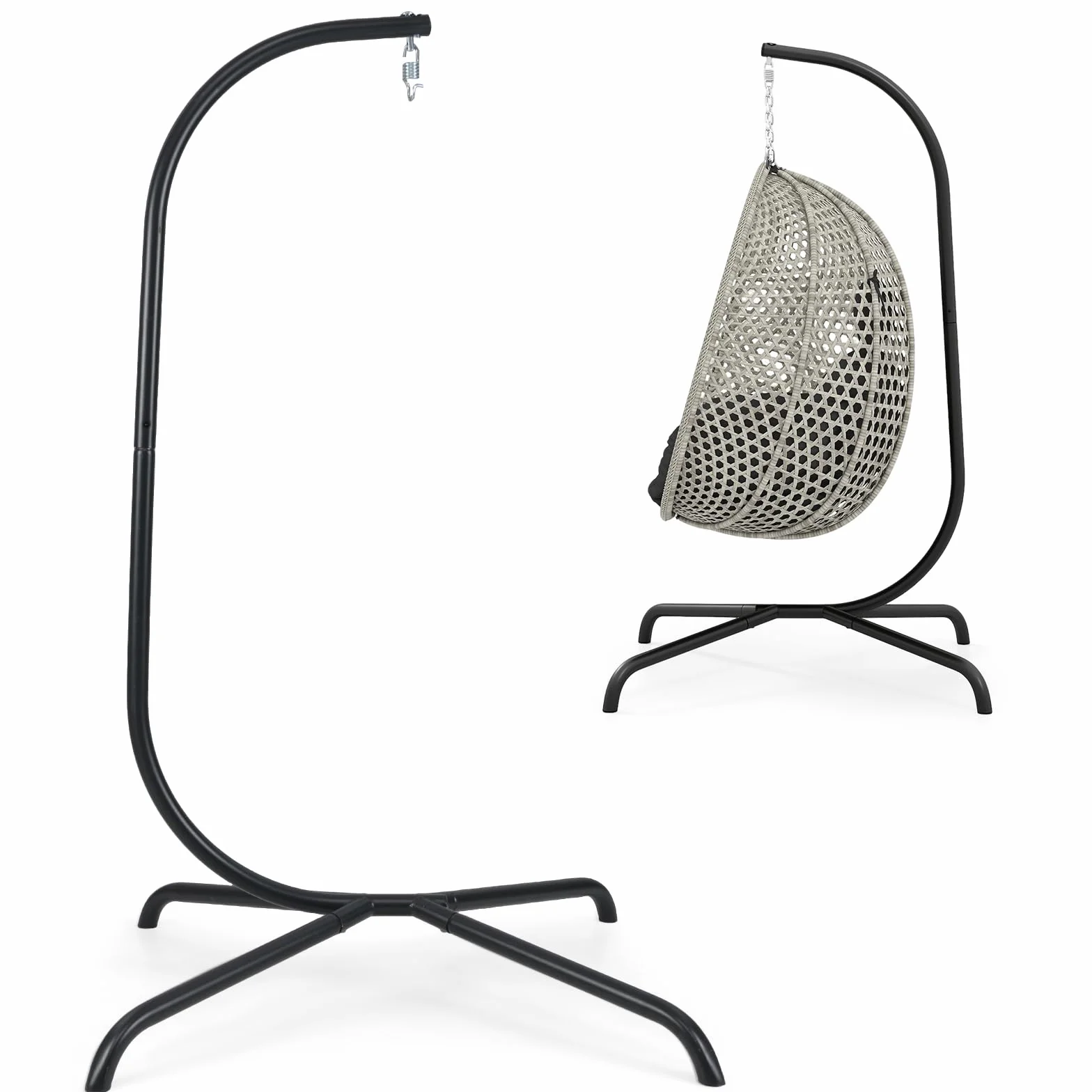 COSTWAY Hamac en Métal 1 Place avec Support, Rotation à 360°, Charge 180 kg, 106x105x197 cm