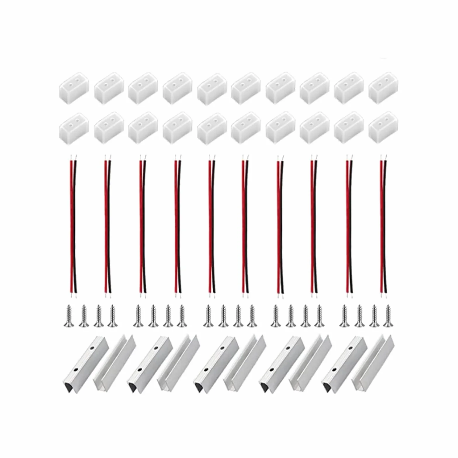 iNextStation 60 Pièces Accessoires pour bandes LED néon, embouts, vis, clips, fils
