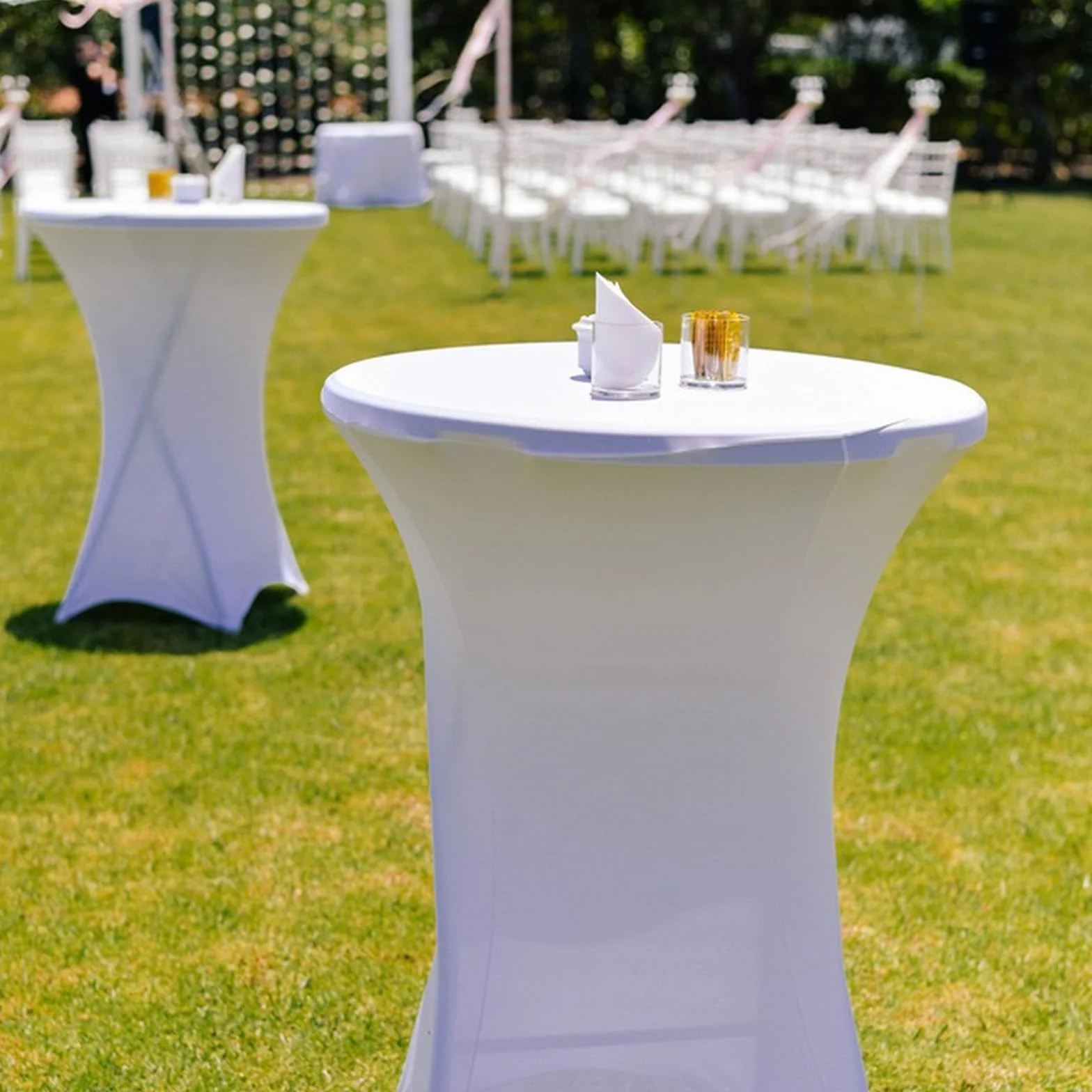 Housses de table élastiques en Spandex pour tables de bar 80 x 110 cm Lot de 2 nappes extensibles