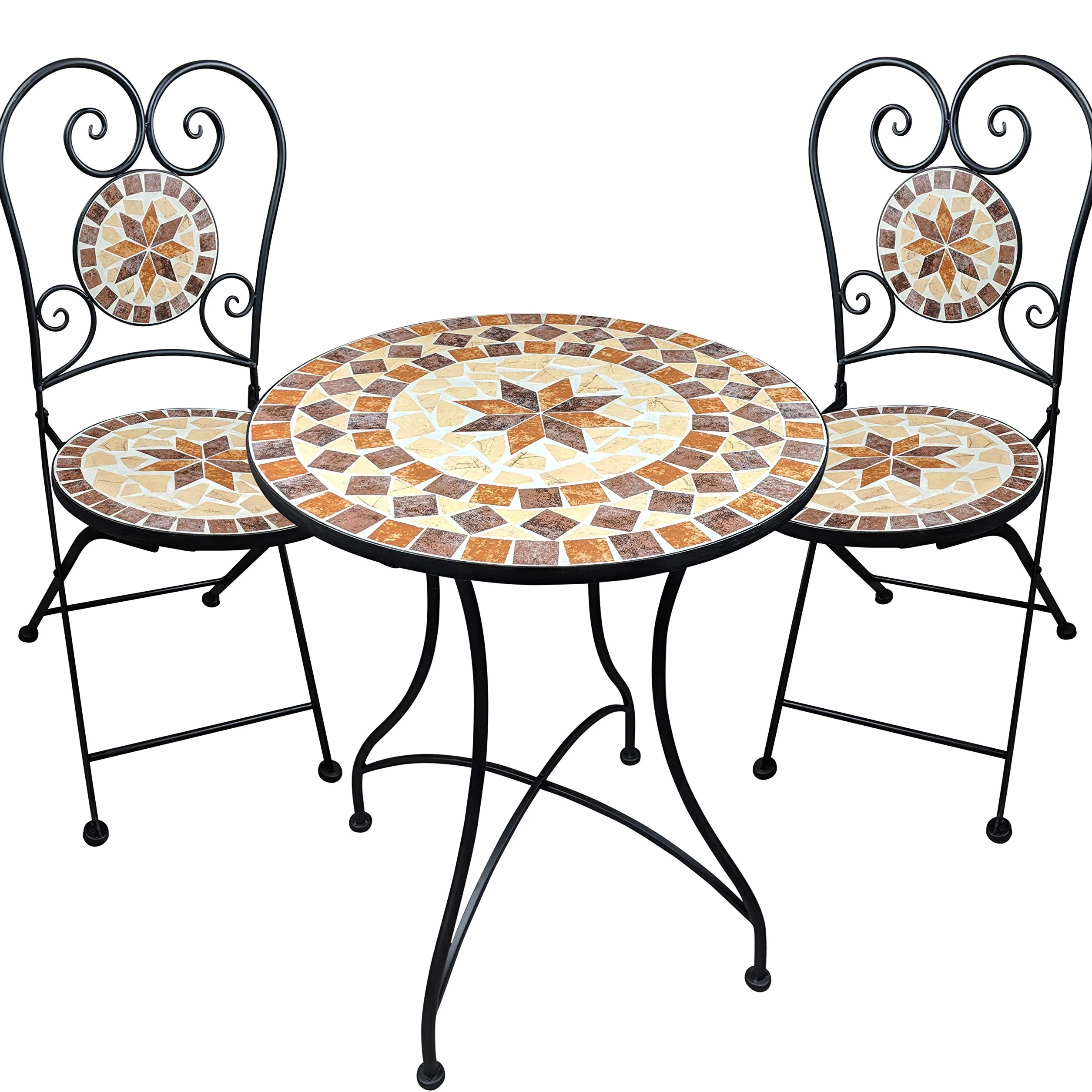 Gartengarnitur Mosaiktisch 2 Stühle Mosaik Sitzgarnitur Balkonset Balkonmöbel
