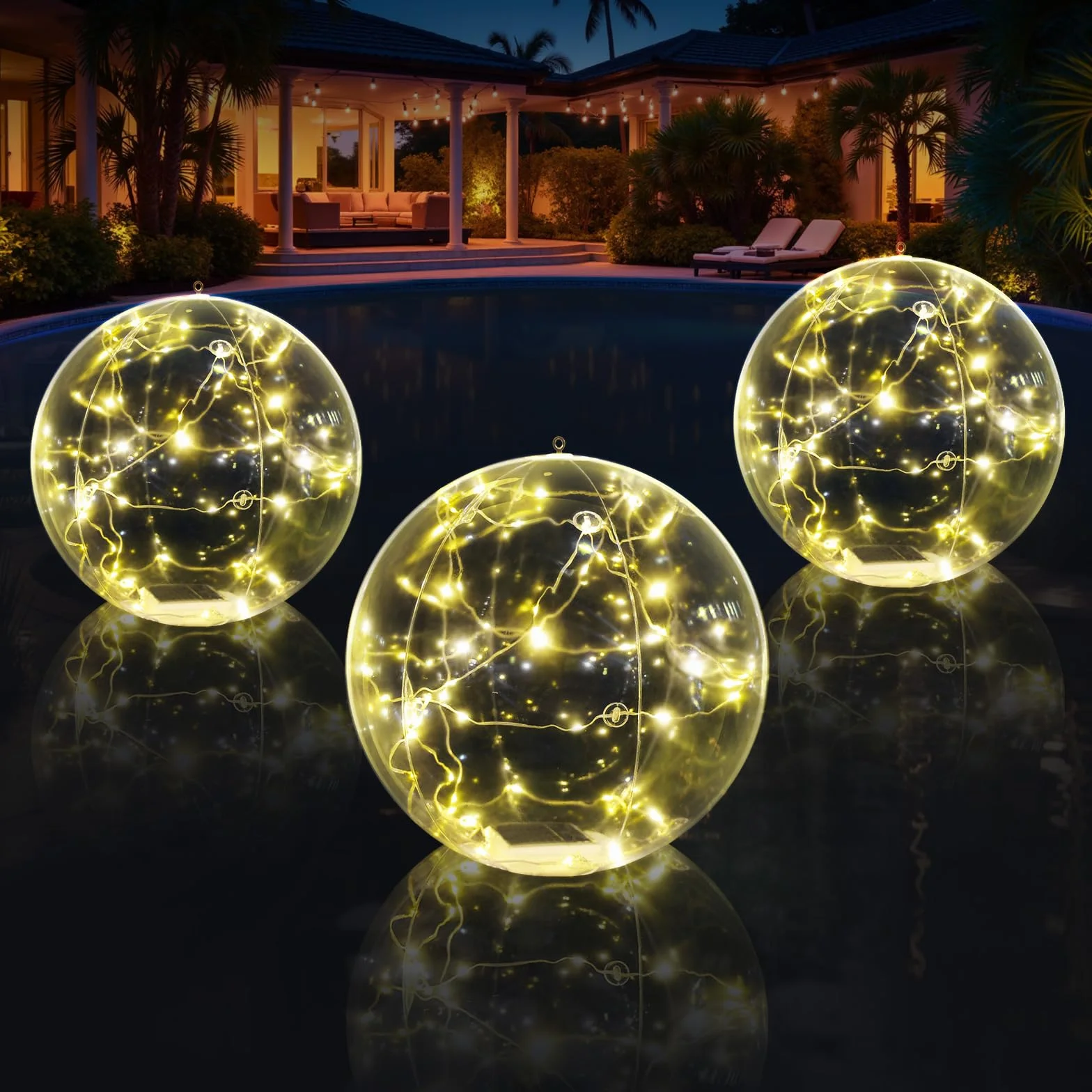 Askyli Boule lumineuse flottante solaire DEL 38,1 cm IP68 pour piscine fête mariage
