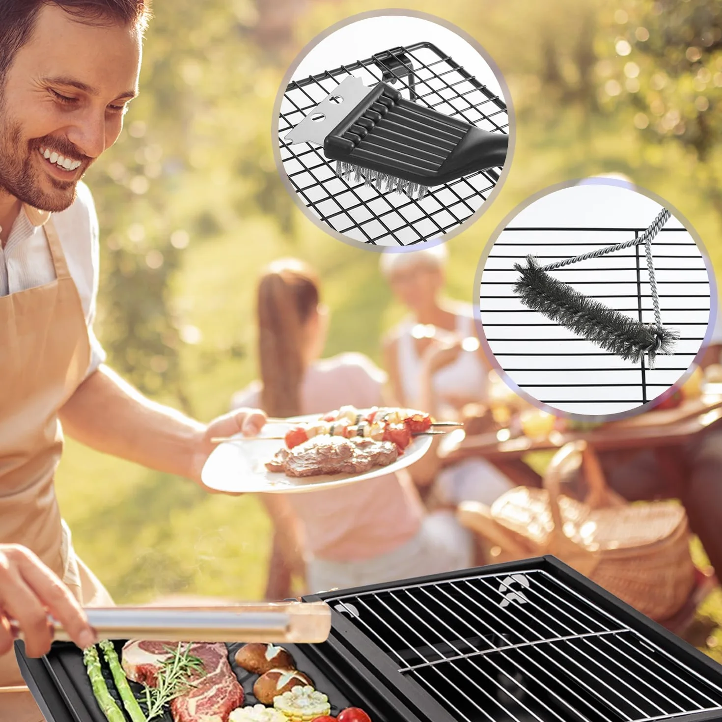 Brosse de Nettoyage pour Barbecue 2 en 1 - Brosse BBQ en Acier Inoxydable + Brosse Multifonctionnelle