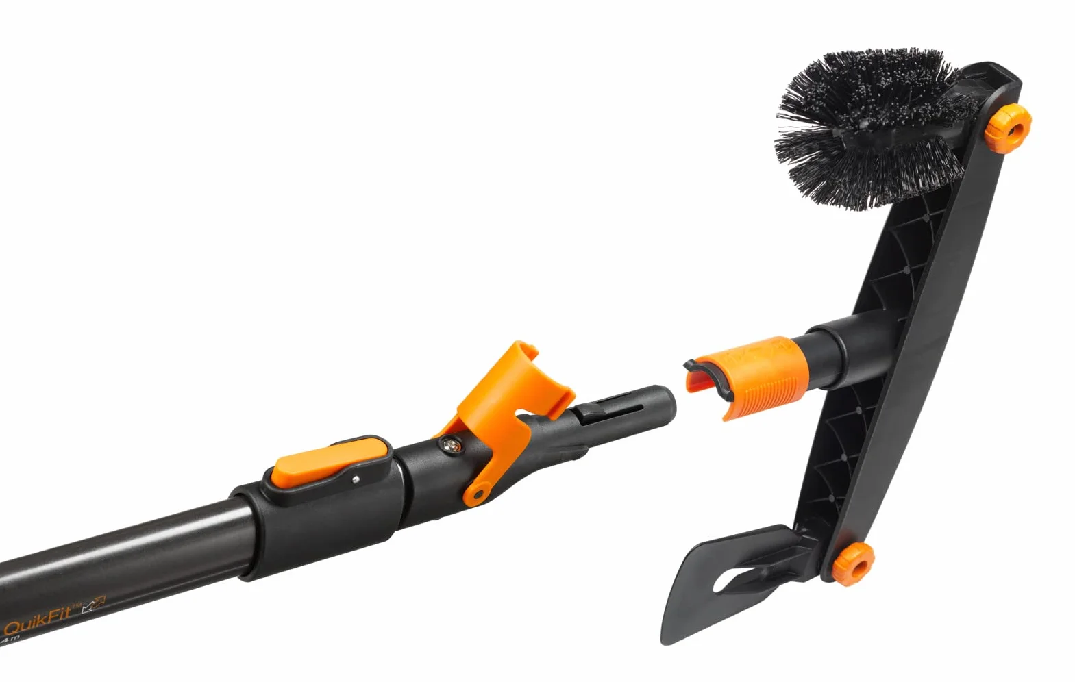 Fiskars Nettoyeur de gouttière, Avec grattoir et brosse ajustables, Tête d'outil QuikFit, Largeur: 4,5 cm, Noir/Orange, QuikFit, 1001414