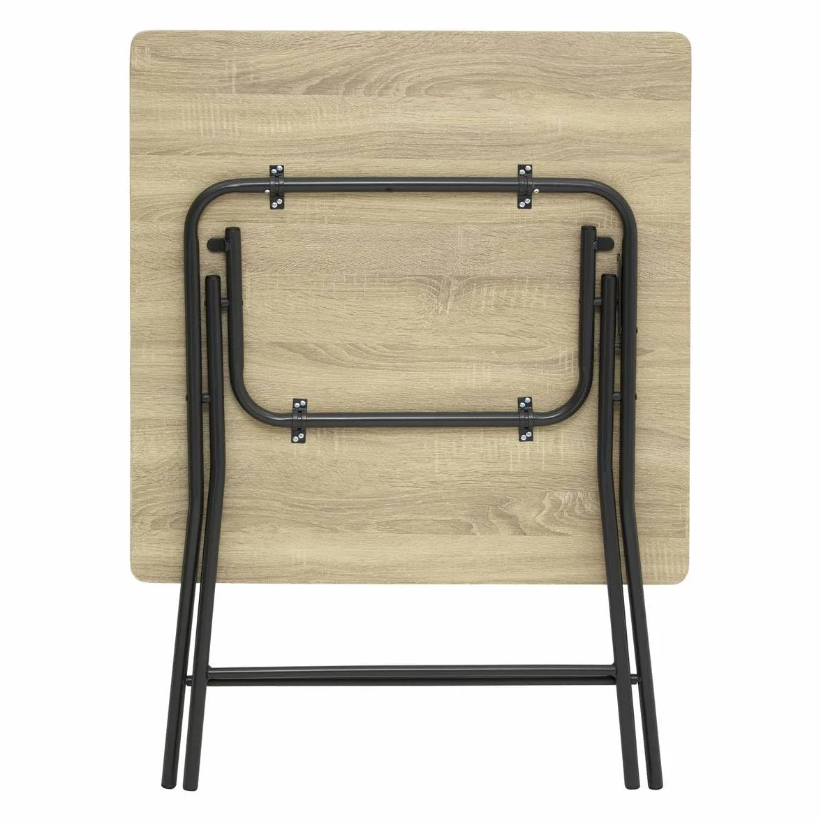 Table Pliante Carrée Effet Bois et Noir 60 x 60 cm 2 Personnes