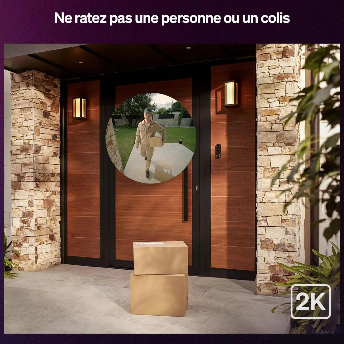 Philips Hue Sonnette vidéo filaire et Carillon connecté Secure – Caméra de surveillance extérieure résolution 2K avec audio bidirectionnel et vue infrarouge, intégration avec les lampes Hue, noir