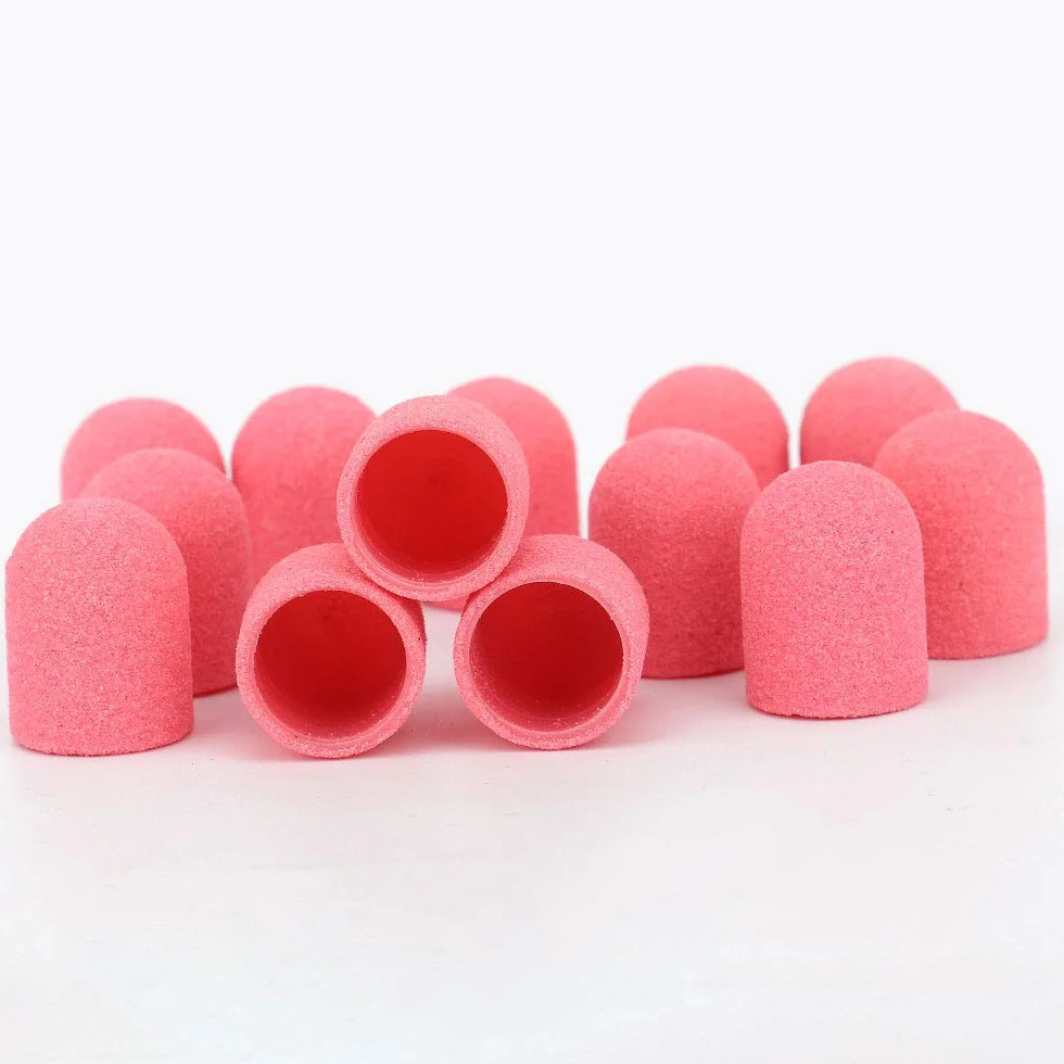 16 mm x 25 mm Bandes de ponçage Capuchons Tambour Mandrels Électrique Polisseuse Sable Manucure Pédicure Outil (1 Mandrel+10 Capuchons de ponçage – Rose)