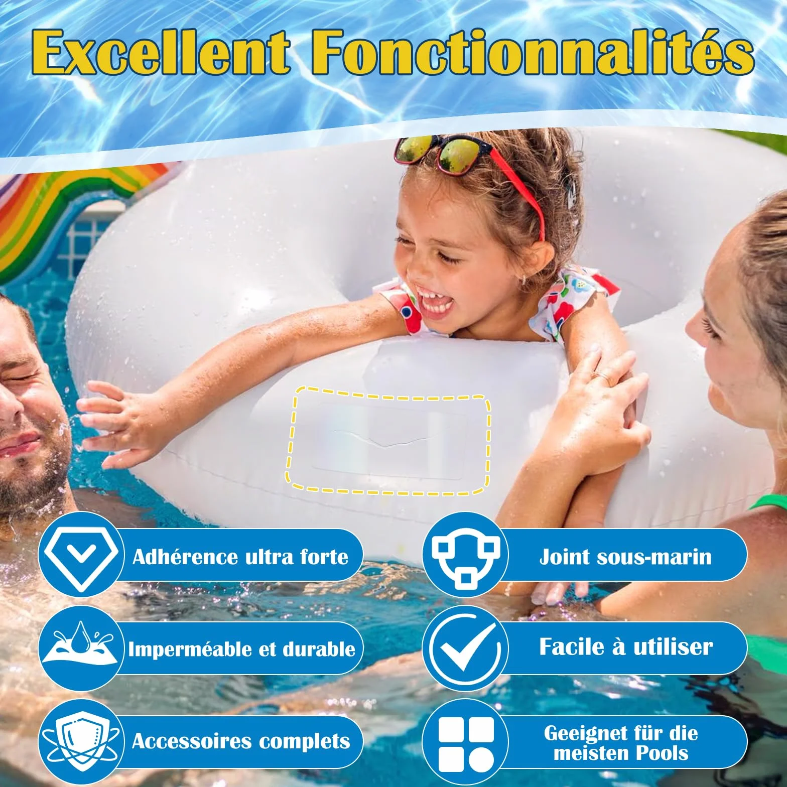 Kit Réparation Liner Piscine Transparent Ruban Adhésif Sous-marine 10cm*152cm