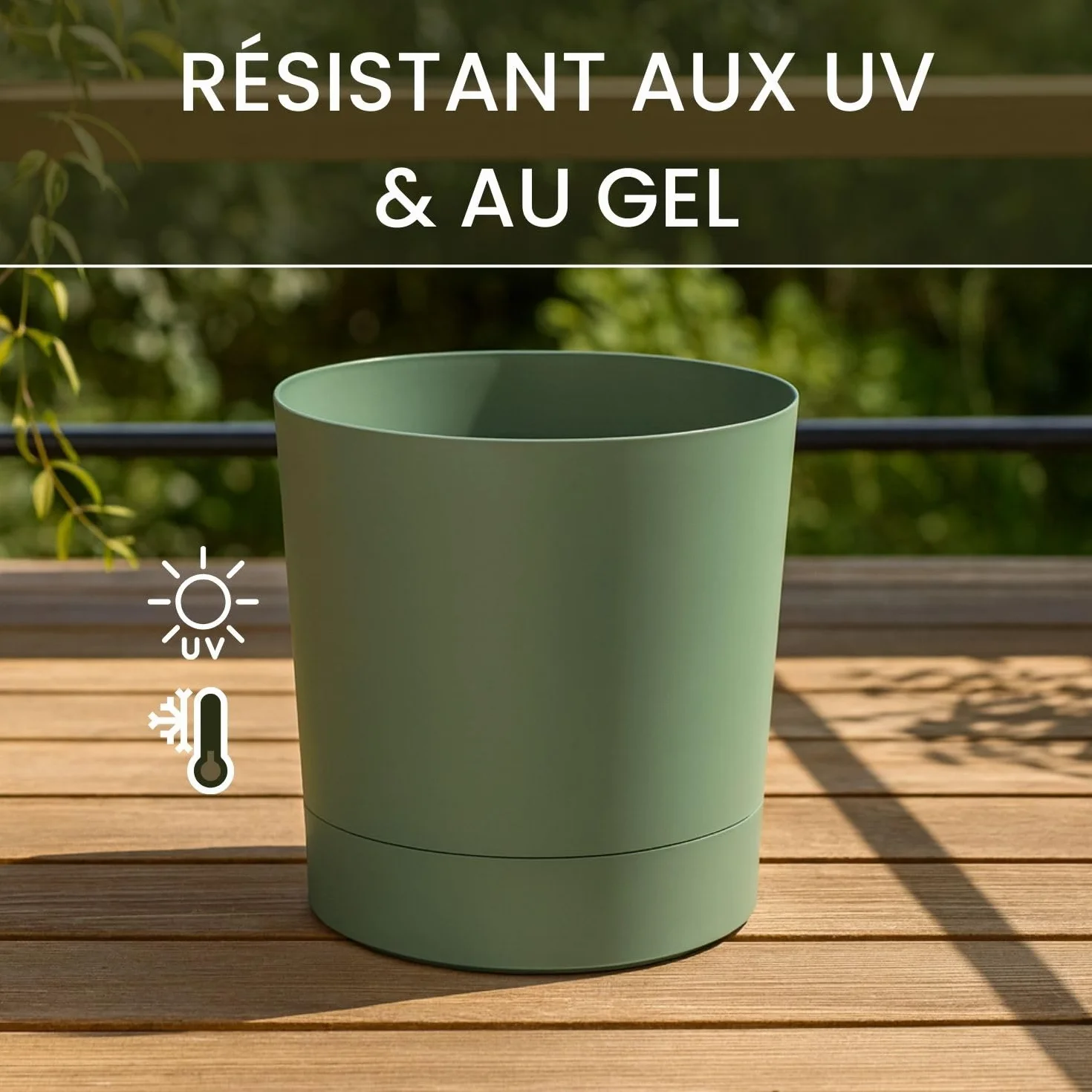 LAMELA Bac À Plantes avec Soucoupe Intégrée 17,5 cm 2,5L Pot De Fleur Vert Résistant Aux Intempéries