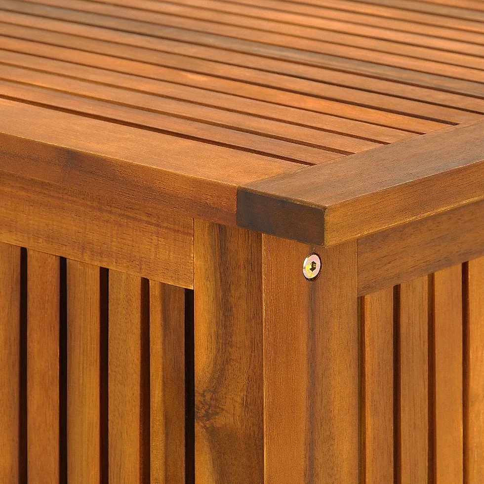 Casaria Coffre de Jardin 205 L Bois d'Acacia Rangement Extérieur Bâche Intérieure Couvercle Renforcé Charge 160 kg