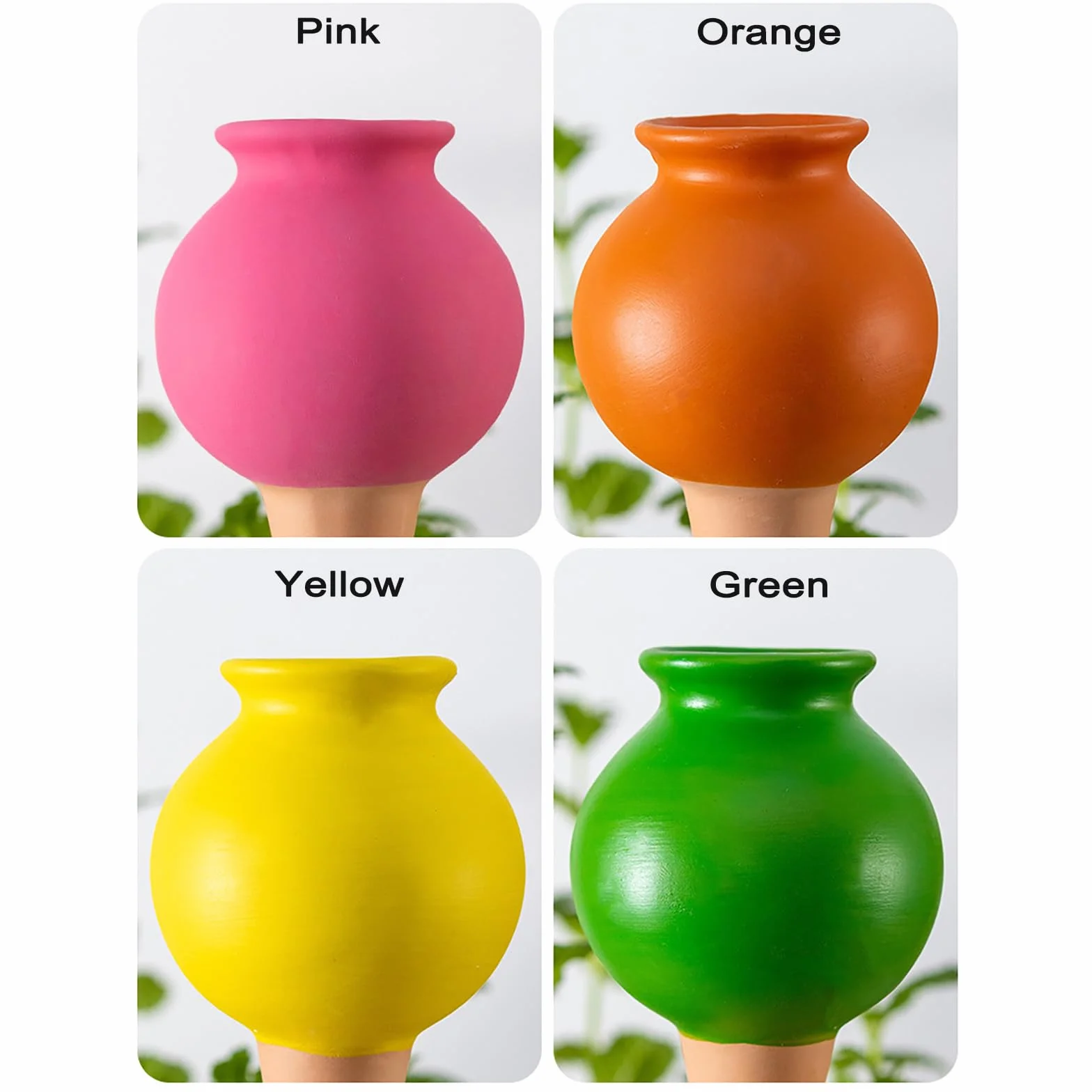 Oyas a Planter Terre Cuite Arrosage Goutte à Goutte Automatique 4 Pièces pour Plantes Jardin Intérieur Extérieur