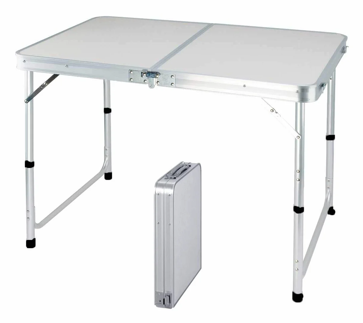 Table Pliante Aluminium 120 cm Camping Hauteur Réglable 3 Vitesses