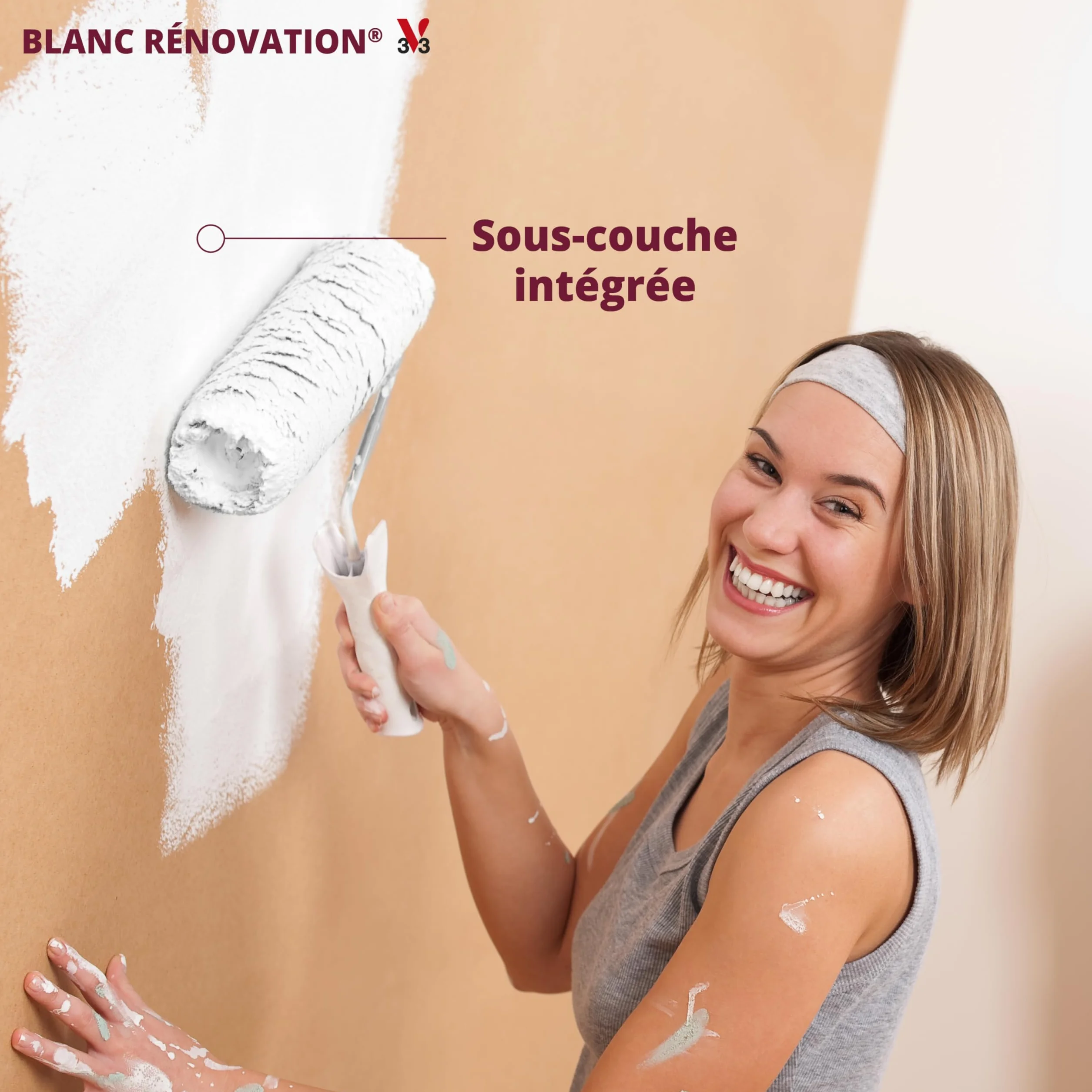 V33 Peinture blanche mur et plafond mat - multi-supports - monocouche - BLANC RENOVATION®, 5L
