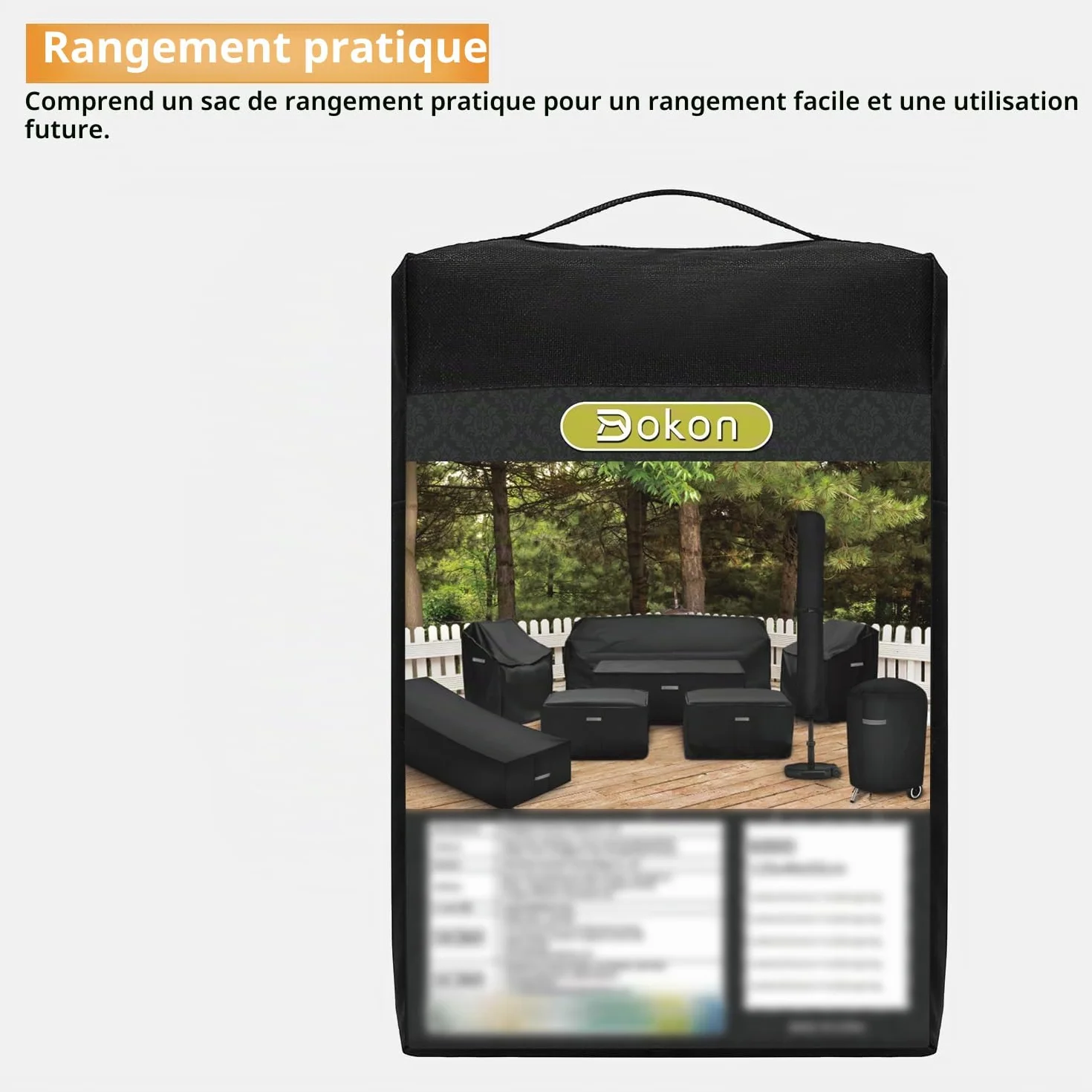 Dokon Housse Chaise Jardin Imperméable Anti-UV Tissu Oxford 420D 65x75x80/120cm pour 6 Chaises Empilables