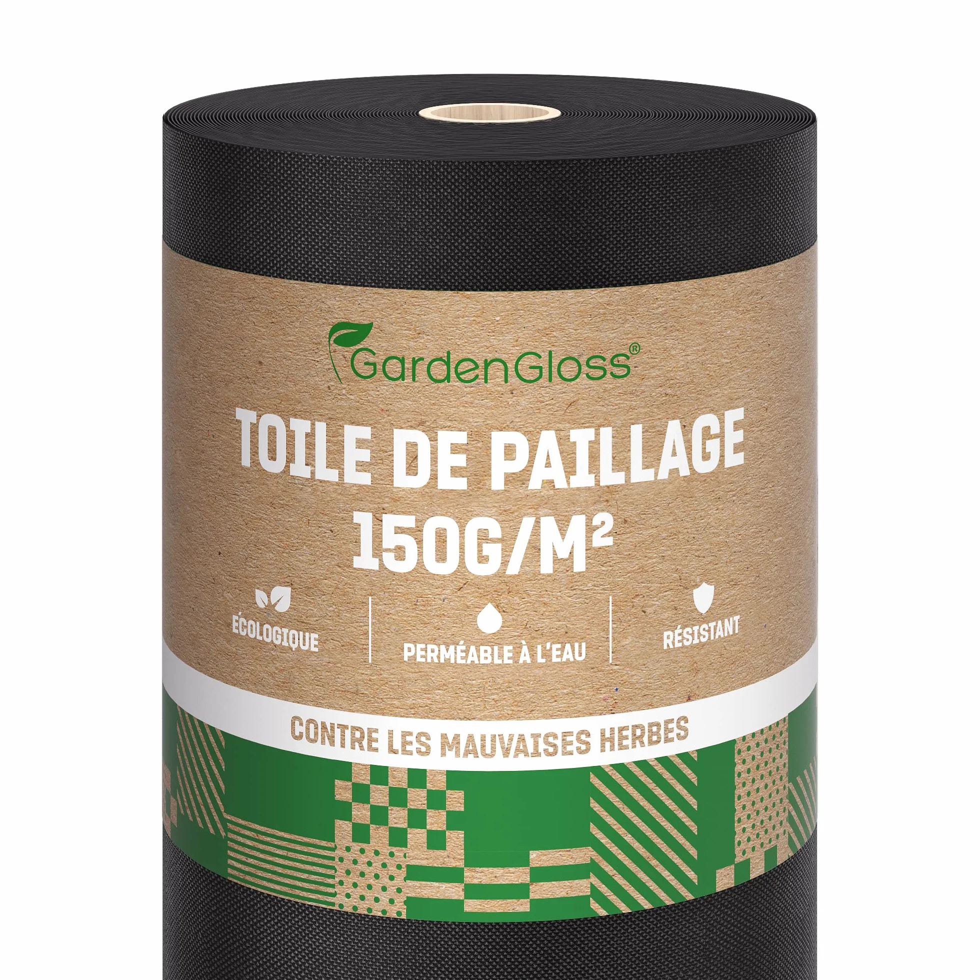 GardenGloss Toile de Paillage Anti Mauvaises Herbes 150 g/m² 50m x 1m Géotextile Perméable à l'eau Stable aux UV
