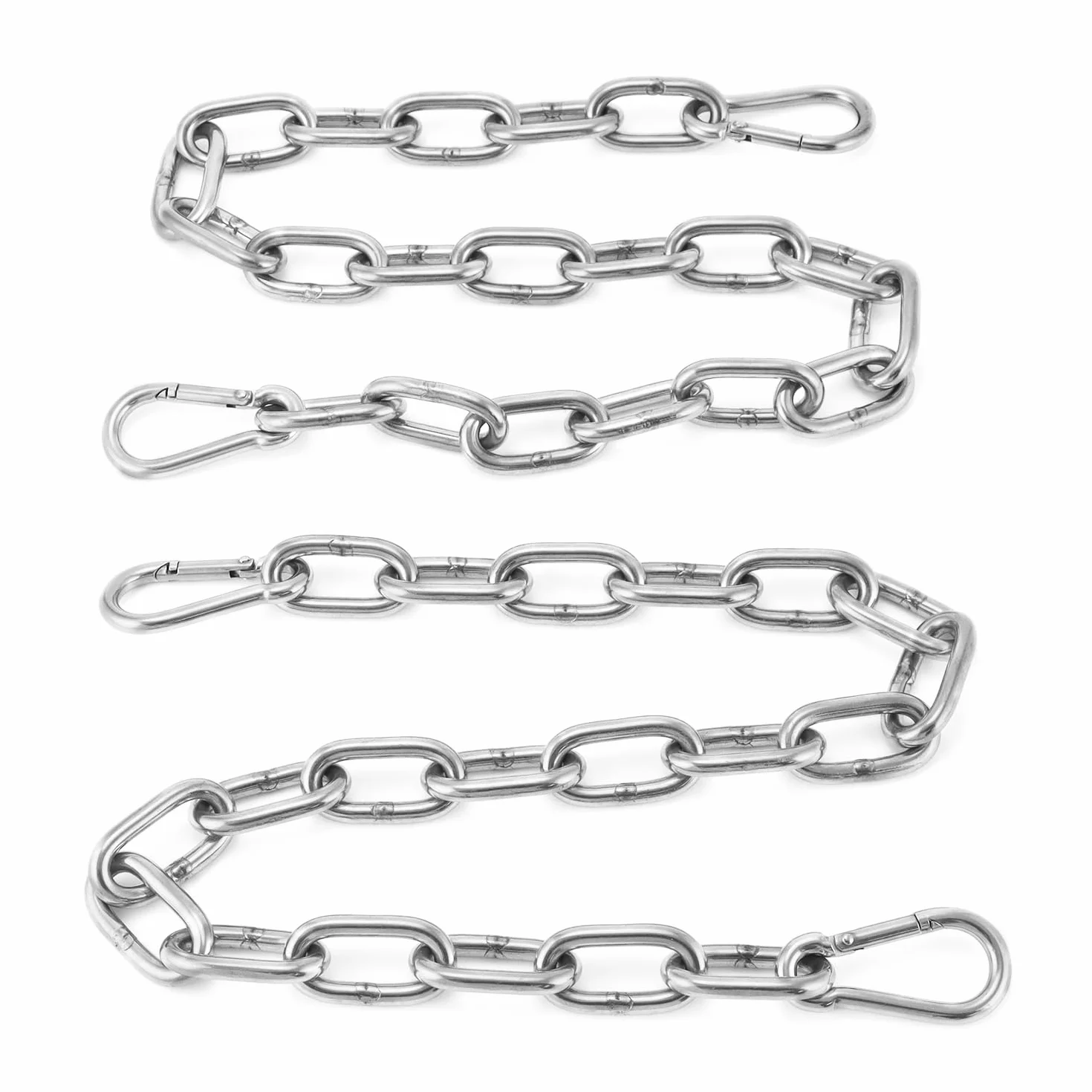 QWORK 2 pièces chaîne d'extension Ø6mm 65cm Mousqueton M6 Acier Inoxydable 304