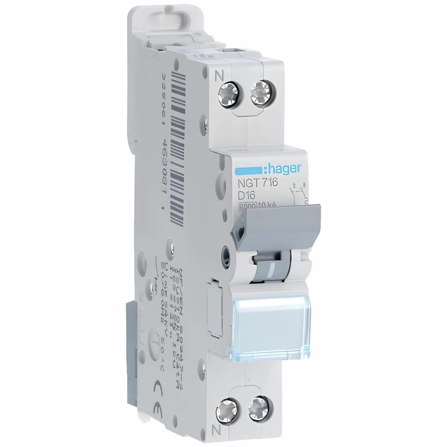 disjoncteur hager - 1 phase + neutre - 16a - 6ka - courbe d - vis/vis