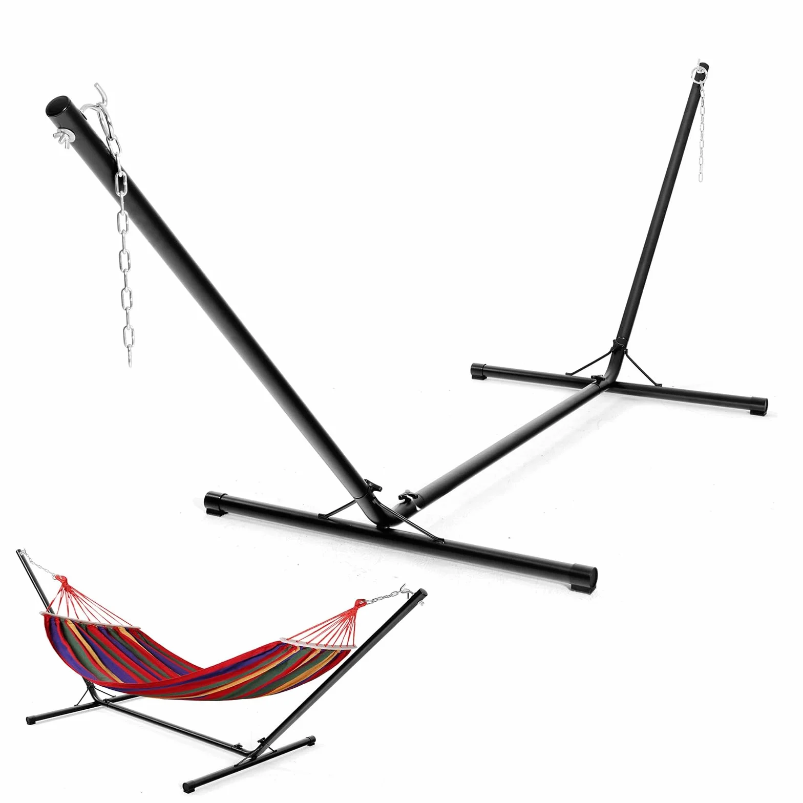 COSTWAY Support Hamac en Métal 150kg 324x104.5x108cm Noir