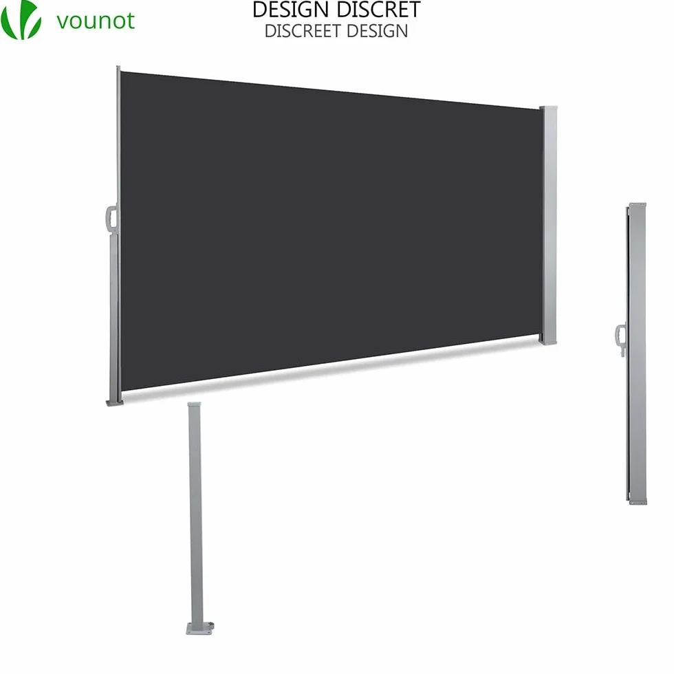Paravent Rétractable Protection Solaire 140x300cm Auvent Rétractable Brise Vue Balcon Jardin Terrasse Anthracite