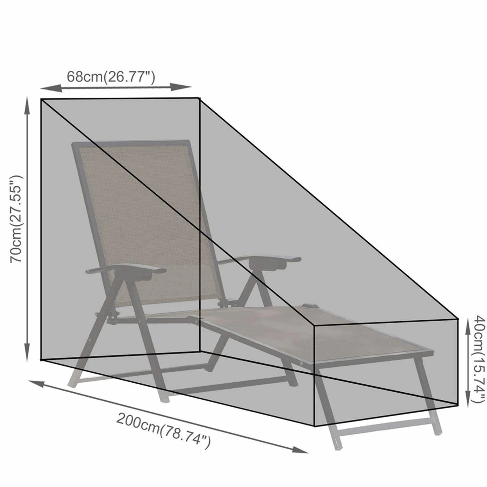 Bain Housse Chaise Longue Anti-UV Anti-Vent Imperméable 420D Oxford 200x68x40-70cm Jardin
