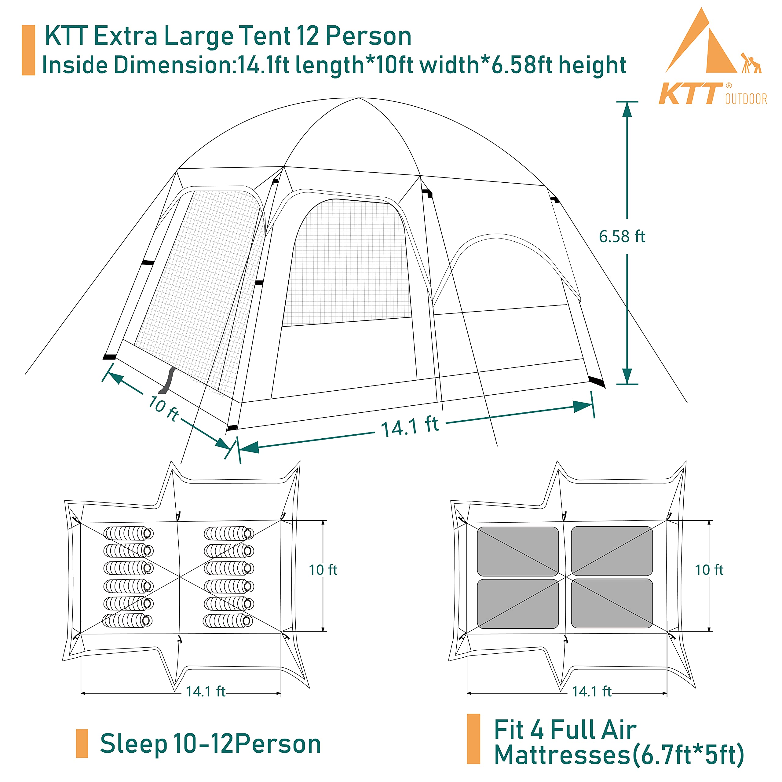 Expansive Family Cabin Tent with Dual-Room Design