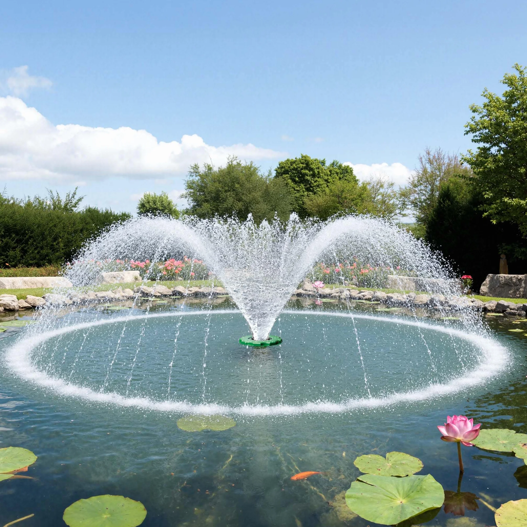 SunSun COP-10000 Fontaine Flottante 275x252x420 mm 20000 l/h 90 W Hauteur 1 m Diamètre 3 m Pompe Jardin Filtre Tamis